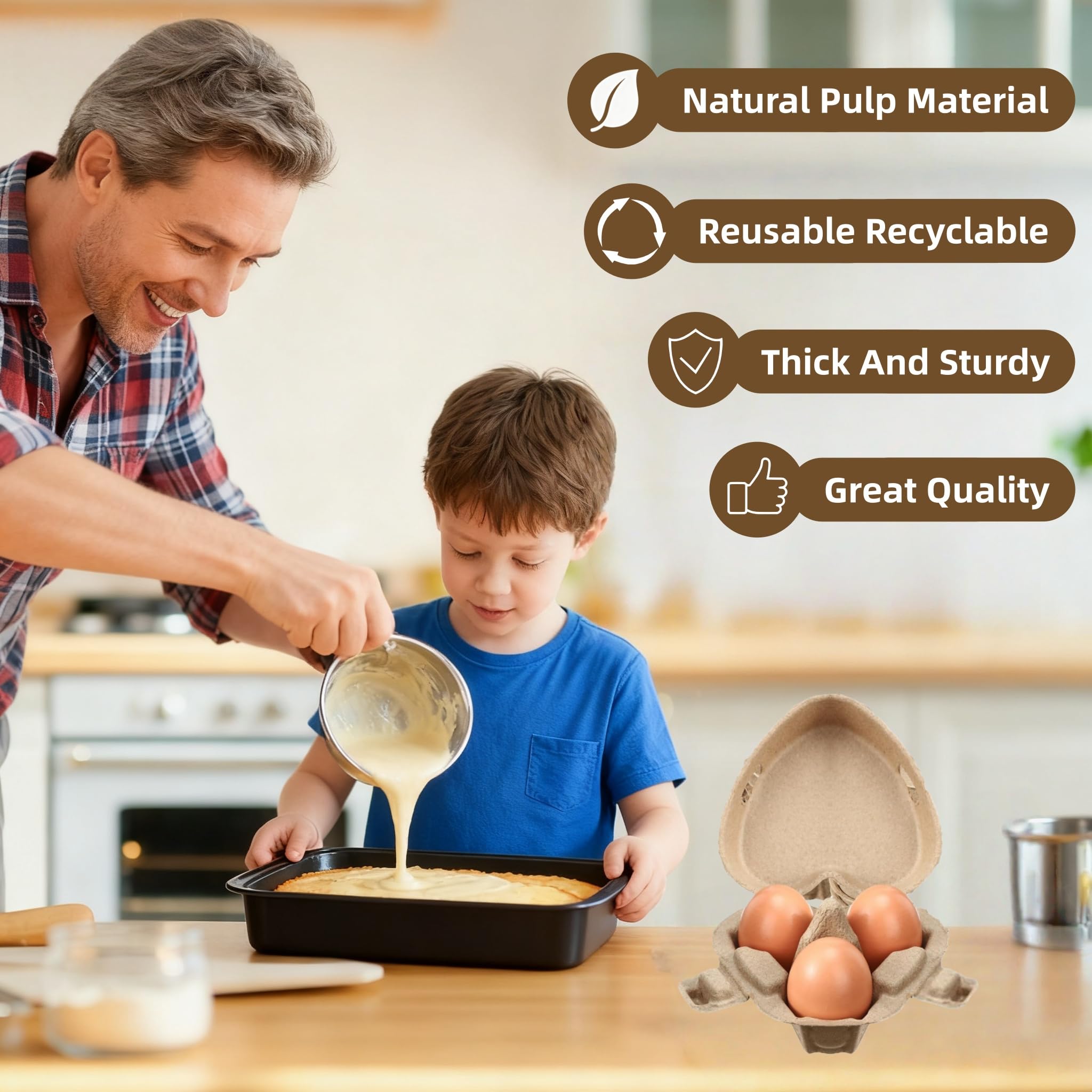 3 Cajas para Huevos de Gallina, Hueveras Carton con Tapa y Cuerda de Yute, Bandeja para Huevos con Forma de Corazón, para Almacenamiento, Transporte, Suministros para la granja y Regalos(30 unid.)