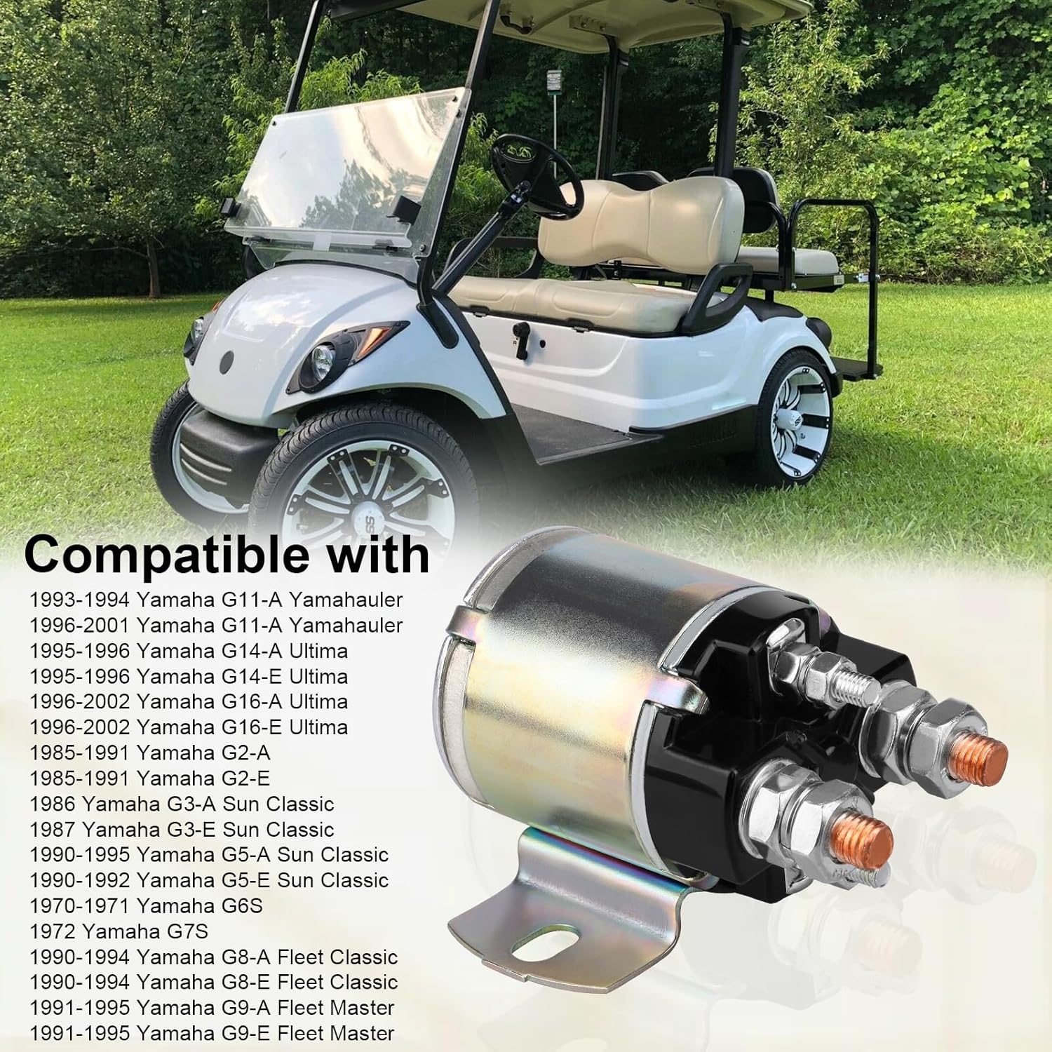12Volt Solenoid for Yamaha G2 G8 G9 G11 G14 G16 Gas Golf Cart 4 Terminal Solenoid, Replace OEM JF2-H1950-00, JR3-H1950-00, J38-81950-01