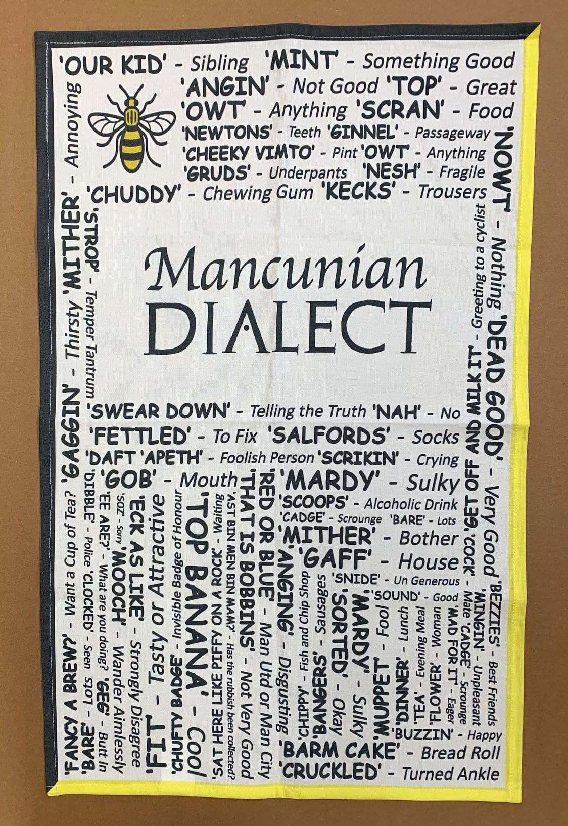 D&A Gifts Mancunian Dialect Tea Towel - Great Manchester Gift -100% Cotton -TT