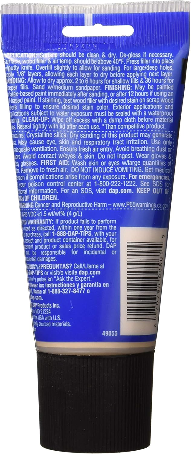 DAP Plastic Wood All Purpose Latex Wood Filler, Natural, 6 Oz (7079800581)