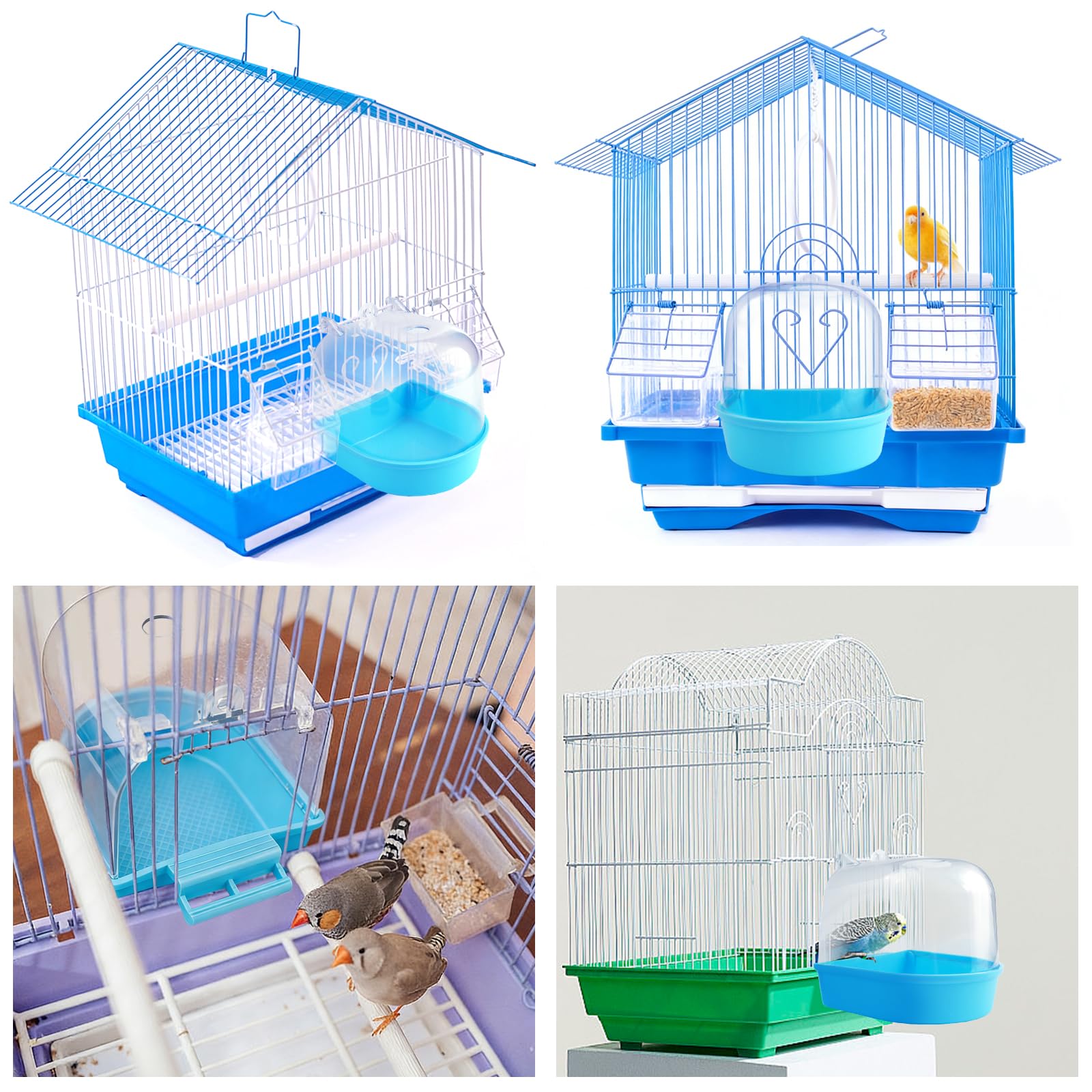 Baignoire pour Perroquet, Bain d'oiseaux, Cage en Plastique Suspendu, Accessoires multifonctionnels adaptés aux tourtereaux, pinsons, perruches