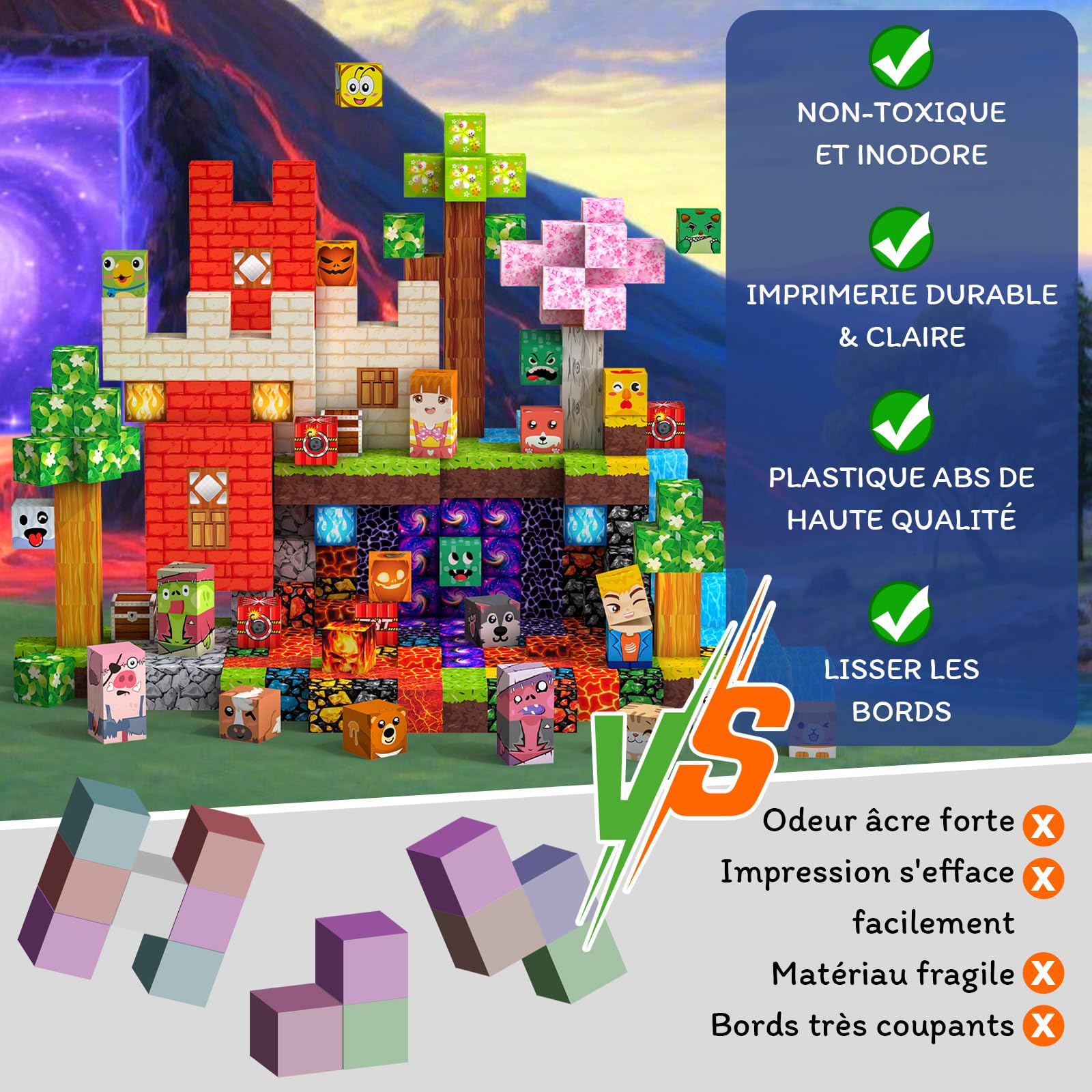 Construction Magnetique Enfant 330 pièces 2CM Magnetic Blocks 3+ Jeux Aimants, Bloc de Cube Magnétique de pour Garçon et Fille, Jouet Créatif Montessori pour Enfants 3 4 5 6 7 8 9 10 11 12 Ans Jeu