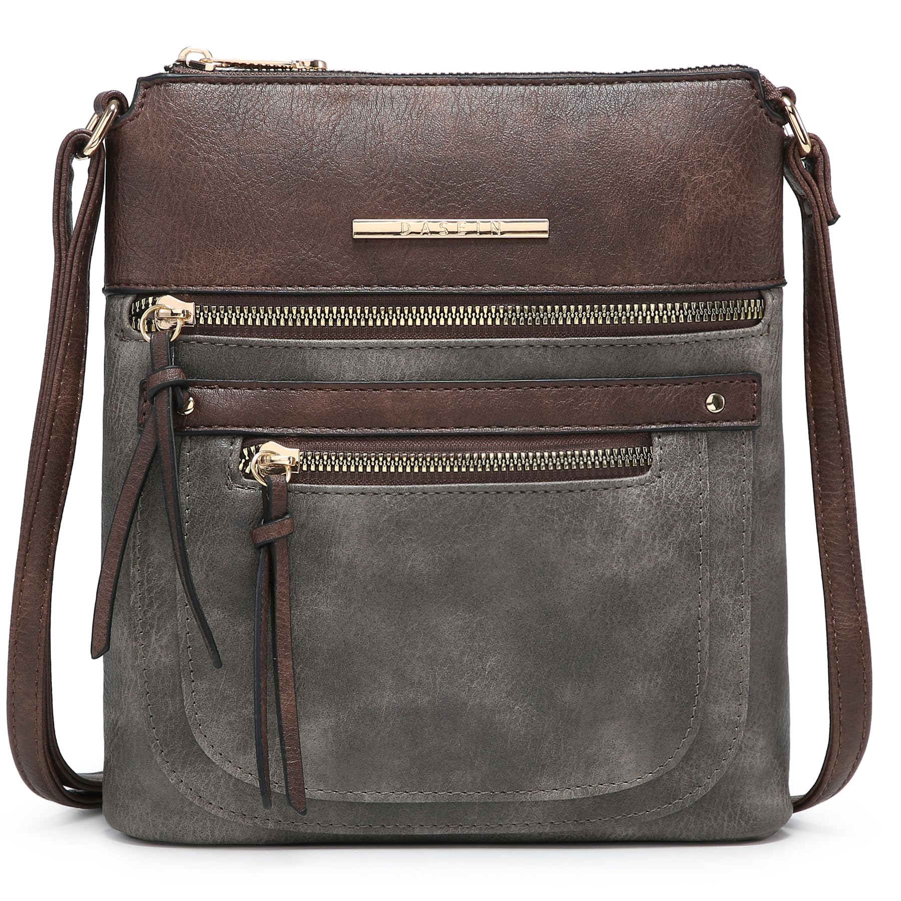 DaseinMulti Pocket Crossbody Bag for Women Shoulder Bag Soft Vegan Leather Shoulder Purse Handbag