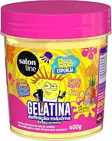 Salon Line Gelatina Definição Máxima Bob Esponja, SOS Cachos Kids, Perfume de Abacaxi, 400g