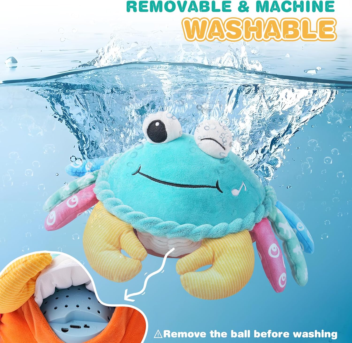 Baby Toys 12-18 Months, Musical Crawling Crab with Remote Control - Moving, Bouncing & Talking Plush Toy for Toddlers, Rechargeable Sensory Tummy Time Toy, Birthday Gifts for Boys & Girls - Image 6