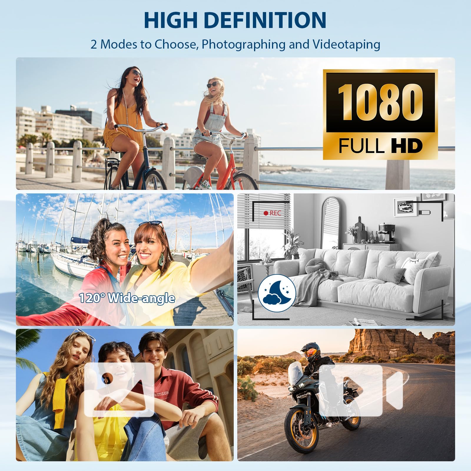 Yadayuki Cámara de Acción, 1080P HD & Clip Giratorio de 360° Camara Deportiva, Mini Cámara de Cuerpocon Imán mit 0,85 pollici Pantalla, Cámara para Casco/Moto Deportivo con Visión Nocturna — view 5