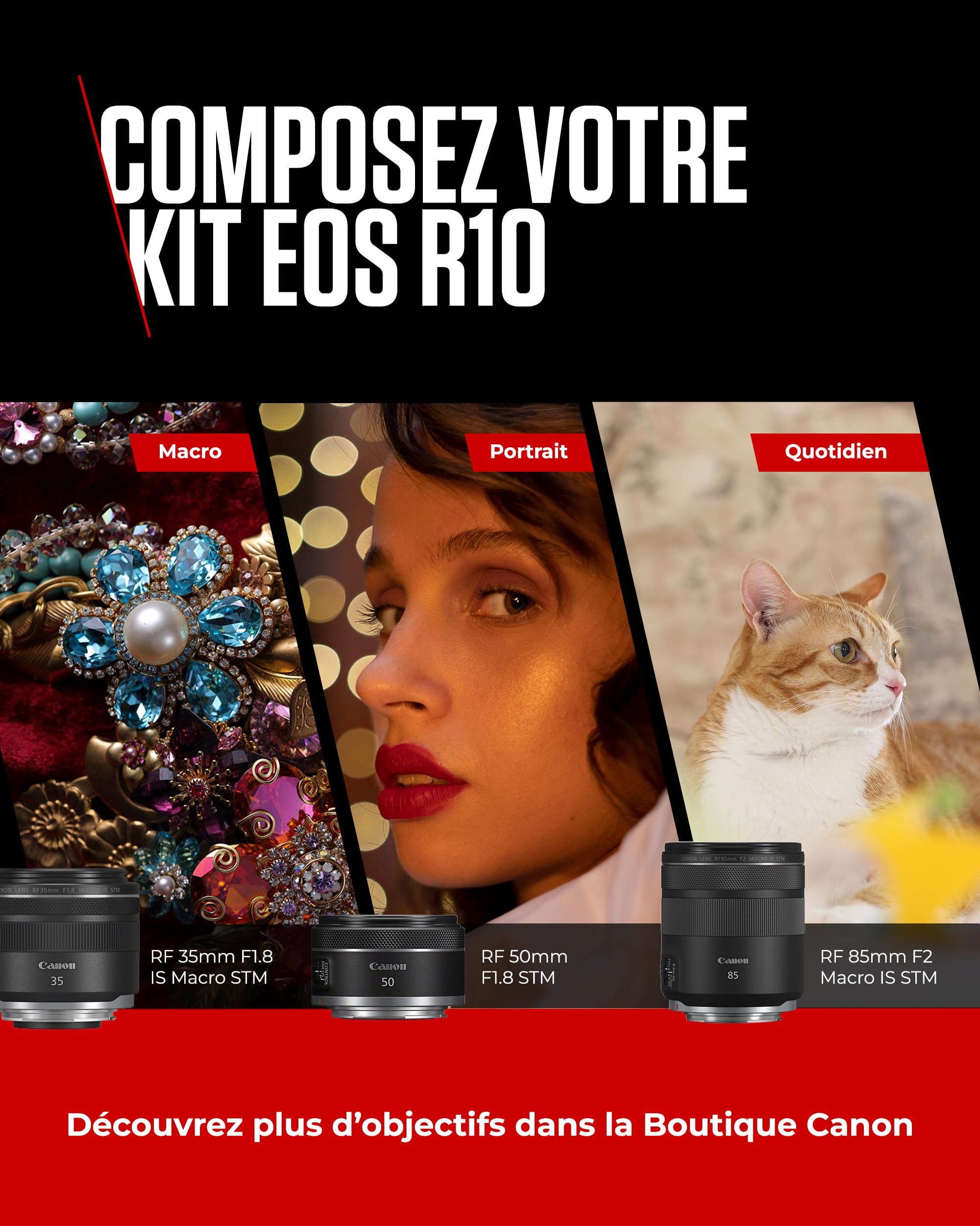 Appareil photo compact Canon EOS R10 (boîtier seul) - Appareil photo numérique - Autofocus CMOS Dual Pixel II et vidéo 4K jusqu'à 60 ips -Bluetooth, Wi-Fi USB-C - L’Allié Idéal De Toutes Vos Aventures