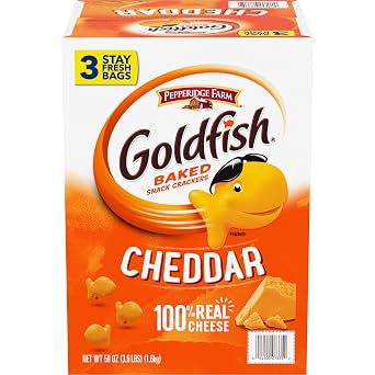 Pepperidge Farm Goldfish Cheddar Crackers, 19.2 oz. Resealable Bags, 3 Count Box