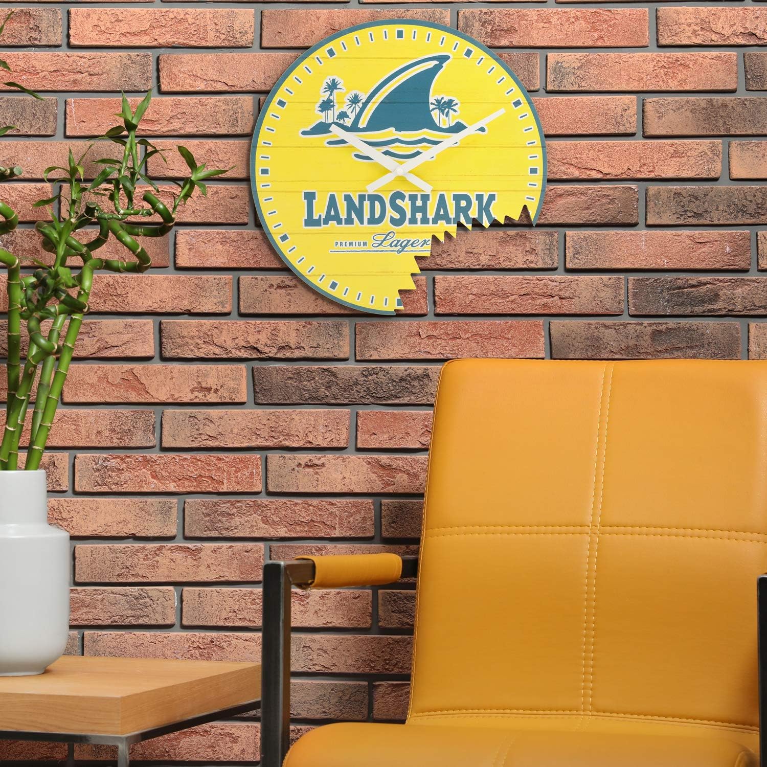 LaCrosse 404-3435 14" Landshark Indoor Analog Wall Clock, Yellow