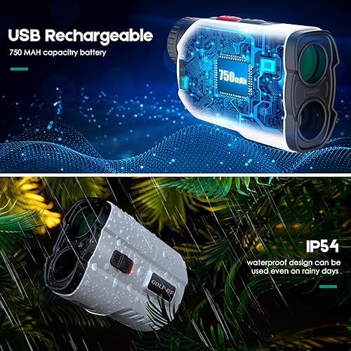 Miniatura 3 de Telémetro láser de golf de 700 yardas con pendiente, telémetro láser de golf recargable por USB con adquisición de bandera, interruptor de pendiente