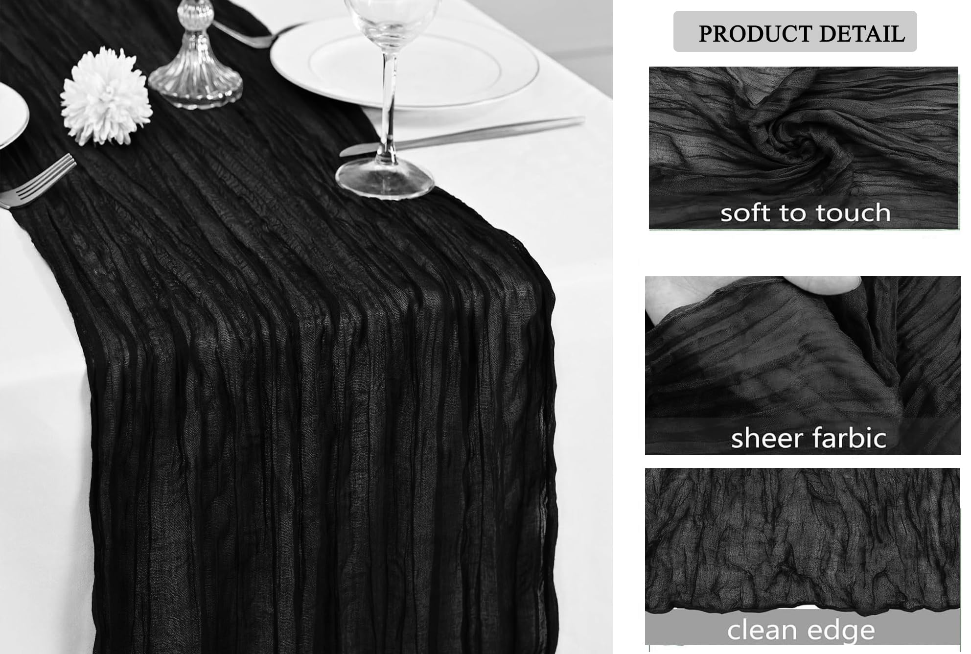 MDS - Paquete de 12 Caminos de Mesa de Gasa de 43 x 274 cm de Largo, Camino de Mesa de Gasa para Boda, Fiesta, cumpleaños, Despedida de Soltera, Granja, jardín, rústico, Bohemio, decoración de Mesa,