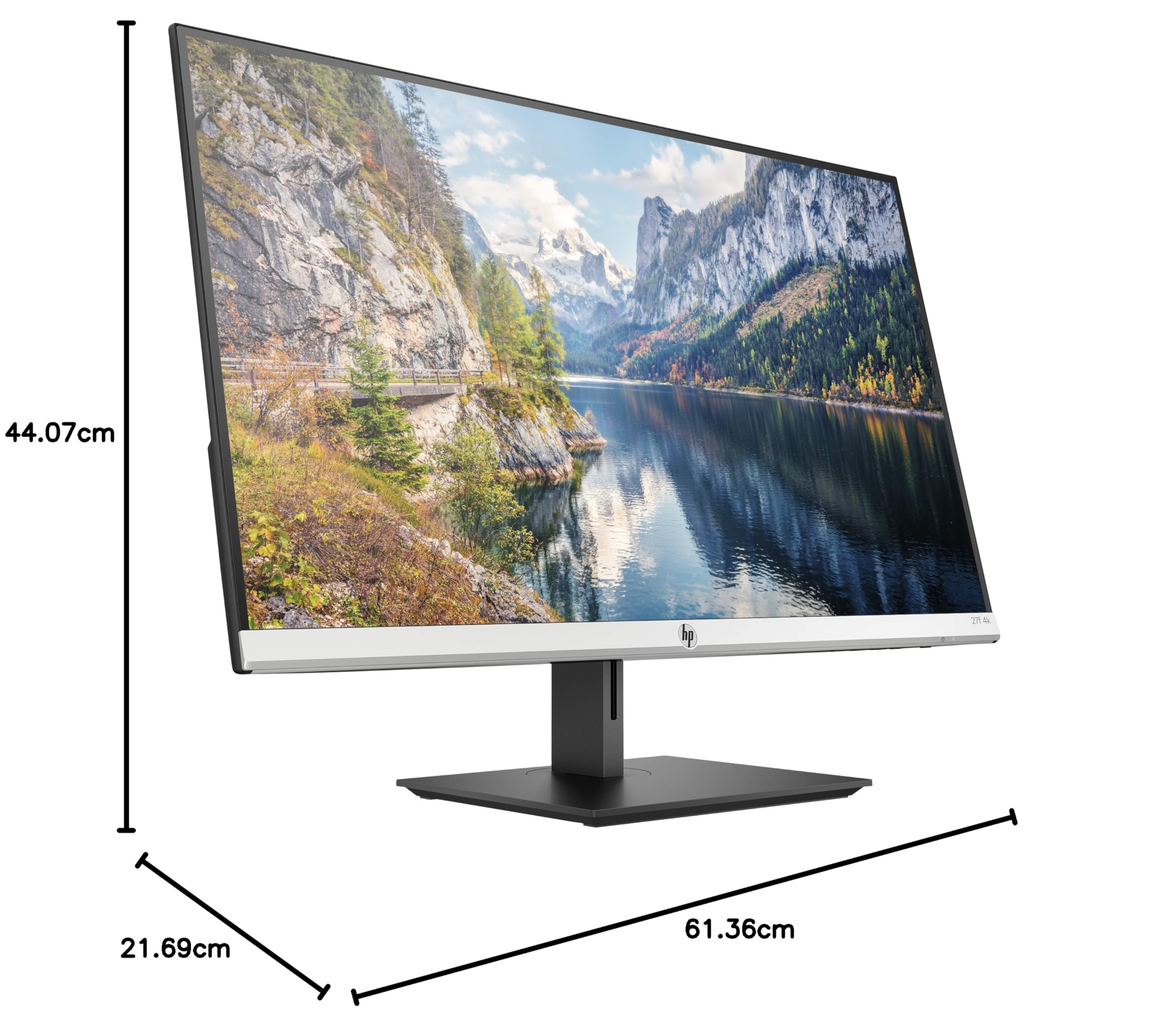 HP 27q - Monitor de 27" QHD (2560x1440, LED, 16:9, HDMI 1.4 x1, DisplayPort 1.2 x1, VGA, 60 Hz, 2ms, Antireflejo, Low Blue light, Ajustable), Negro y blanco