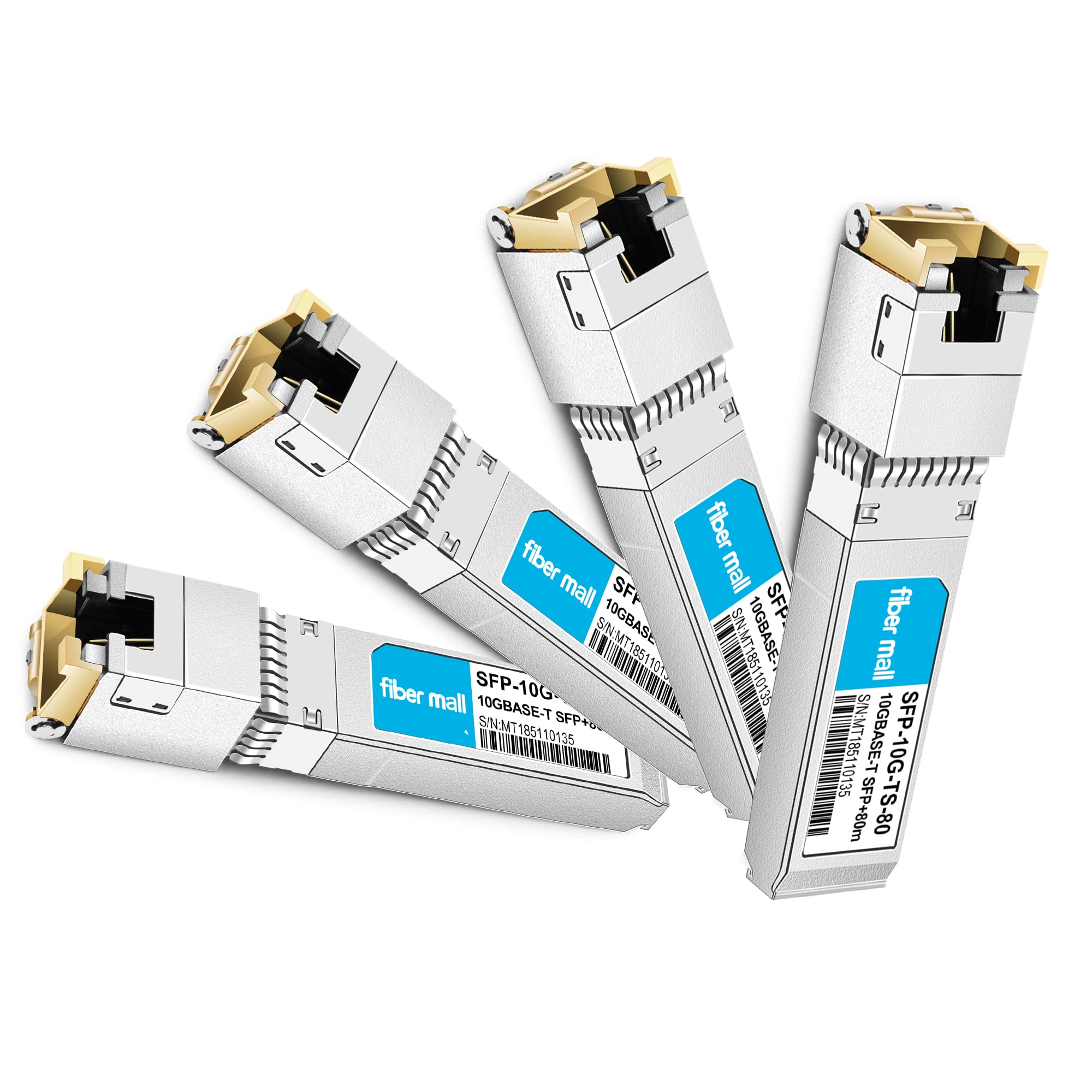 10G SFP+ to RJ45 80m for Juniper Networks EX-SFP-10GE-T Compatible, 10GBASE-T SFP+ Copper RJ-45 80m Transceiver Module Pack of 4