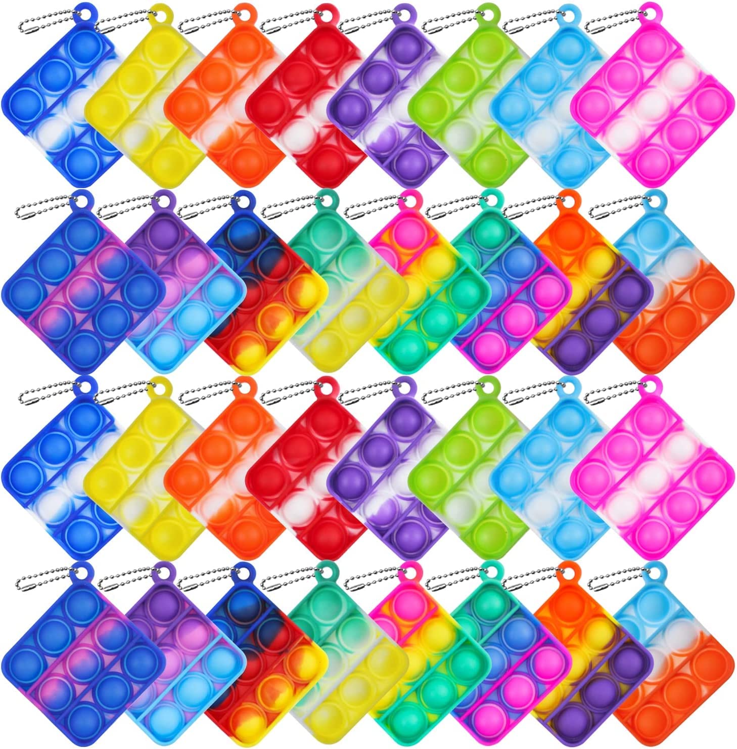 Photo 1 of 70Pcs Random Color Mini Pop Keychain Fidget Toy Push Bubble Pop Silicone Squeeze Sensory Toys Make Fun for Kids Anxiety Stress Reliever for Adults
