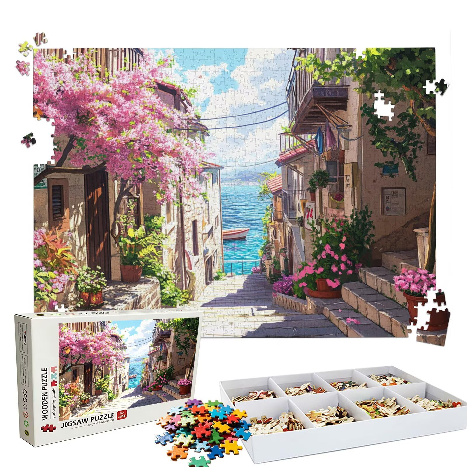 Puzzle 2000 Pezzi strada piccola città, Puzzle 2000 Pièces Challenge Impossible, Puzzles 99.5x70.5 cm Taglia Grande Adulti, Giochi Educativo per Famiglie, Puzzles Classici, Decorazioni Casa W3H-998