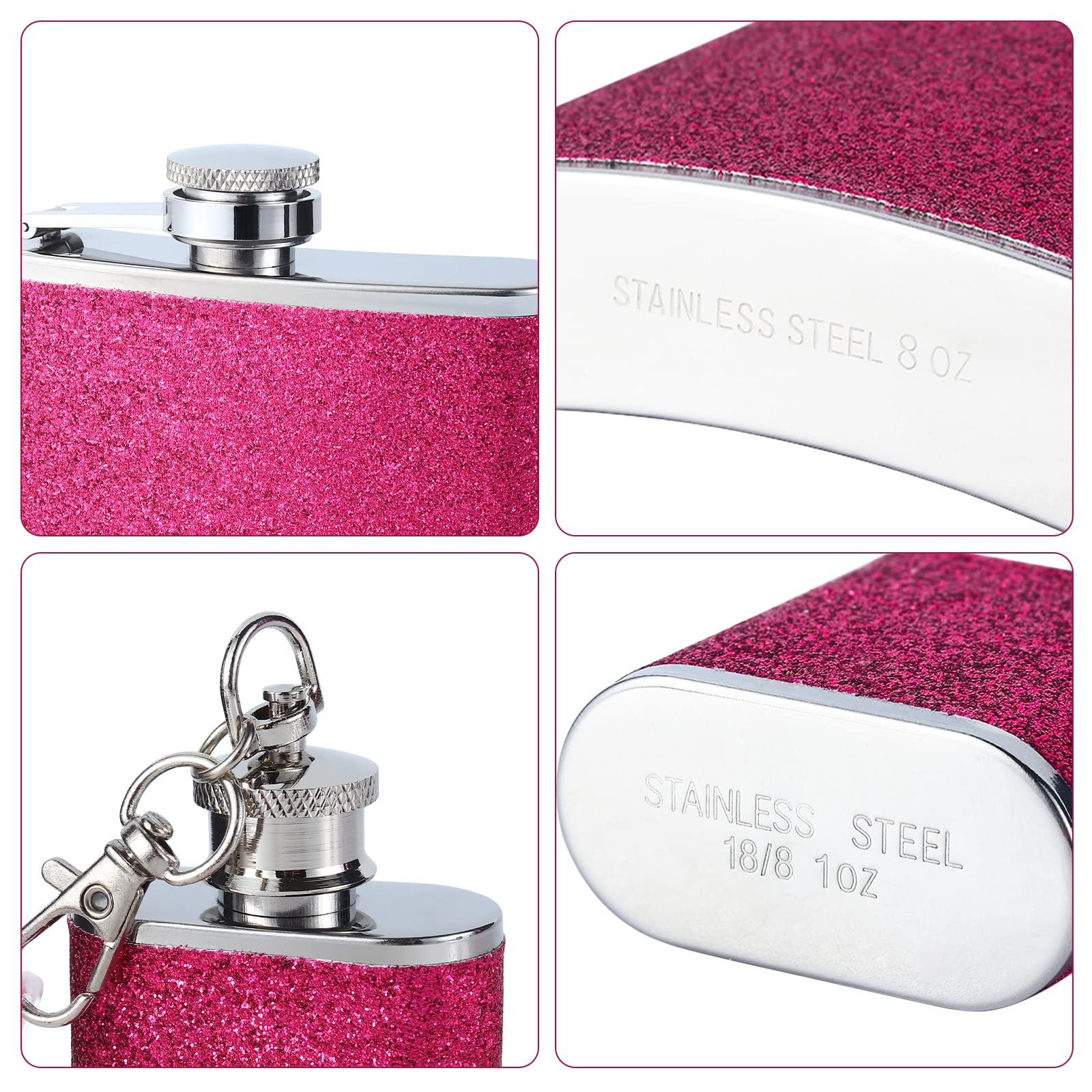 Fiaschetta In Acciaio Inox Da 7oz (196ml) - Con Imbuto, Per Liquori, Whisky, Idea Regalo Per Uomo - Foto 6