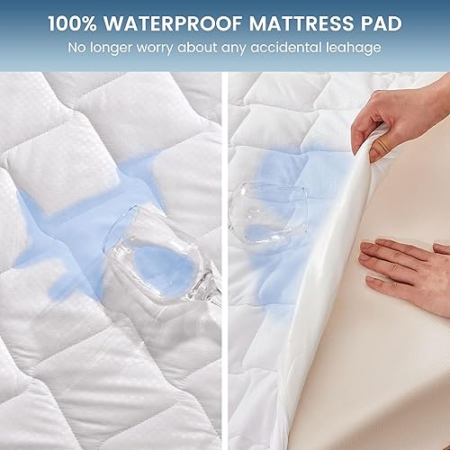 Miniatura 2 de SLEEP ZONE Protector de colchón impermeable Queen lavable a máquina, transpirable con bolsillos profundos, uso en todas las estaciones, calidad de