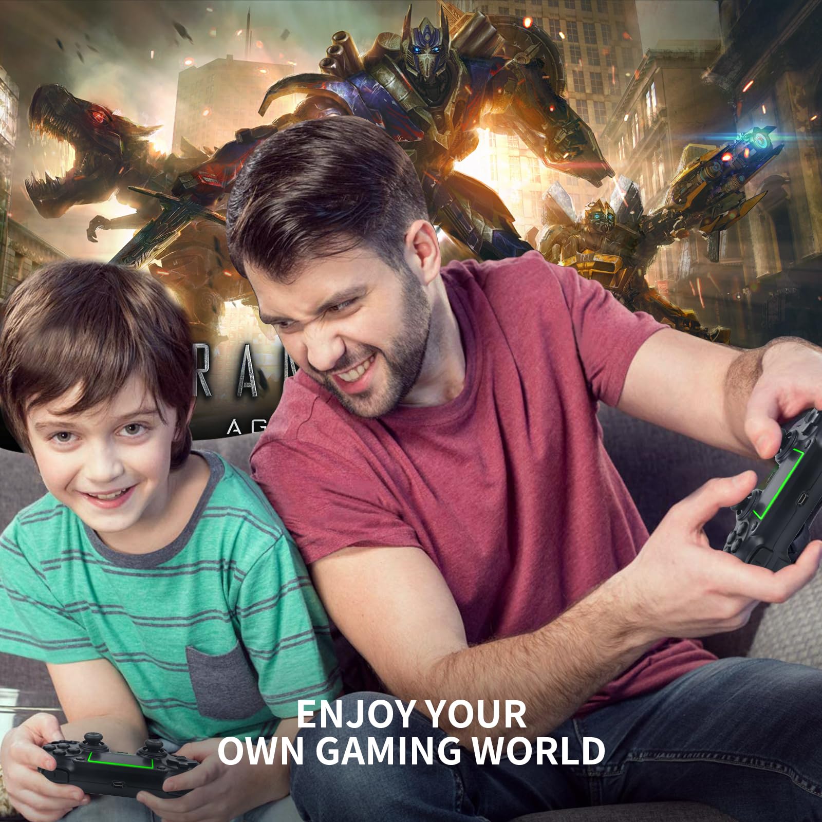 Holilo Wireless Controller für PS-4, Gamepad Joystick Replacement Controller Kompatibel mit PS4 Pro/Slim mit 6-Achsen Gyro/Dual Vibration Sensor/Hochpräzises Touchpanel/3,5mm Audiobuchse(Grün)