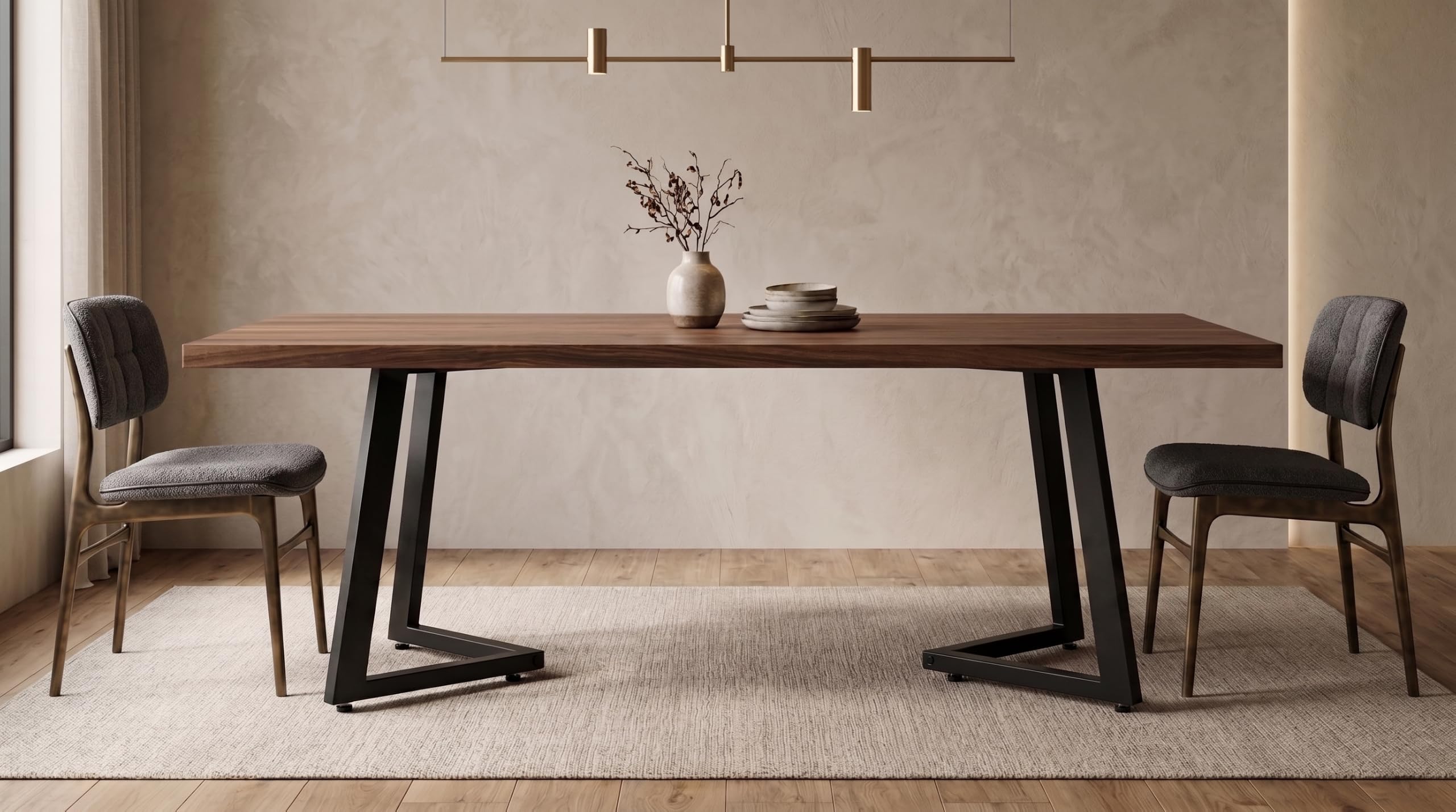 Pieds de Table Métal Noir 70 cm en V pour Table à Manger et Bureau