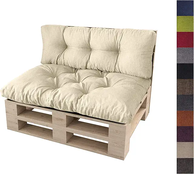 Ensemble de 2 coussins pour canapé palette extérieur - Assise et dossier - Écru