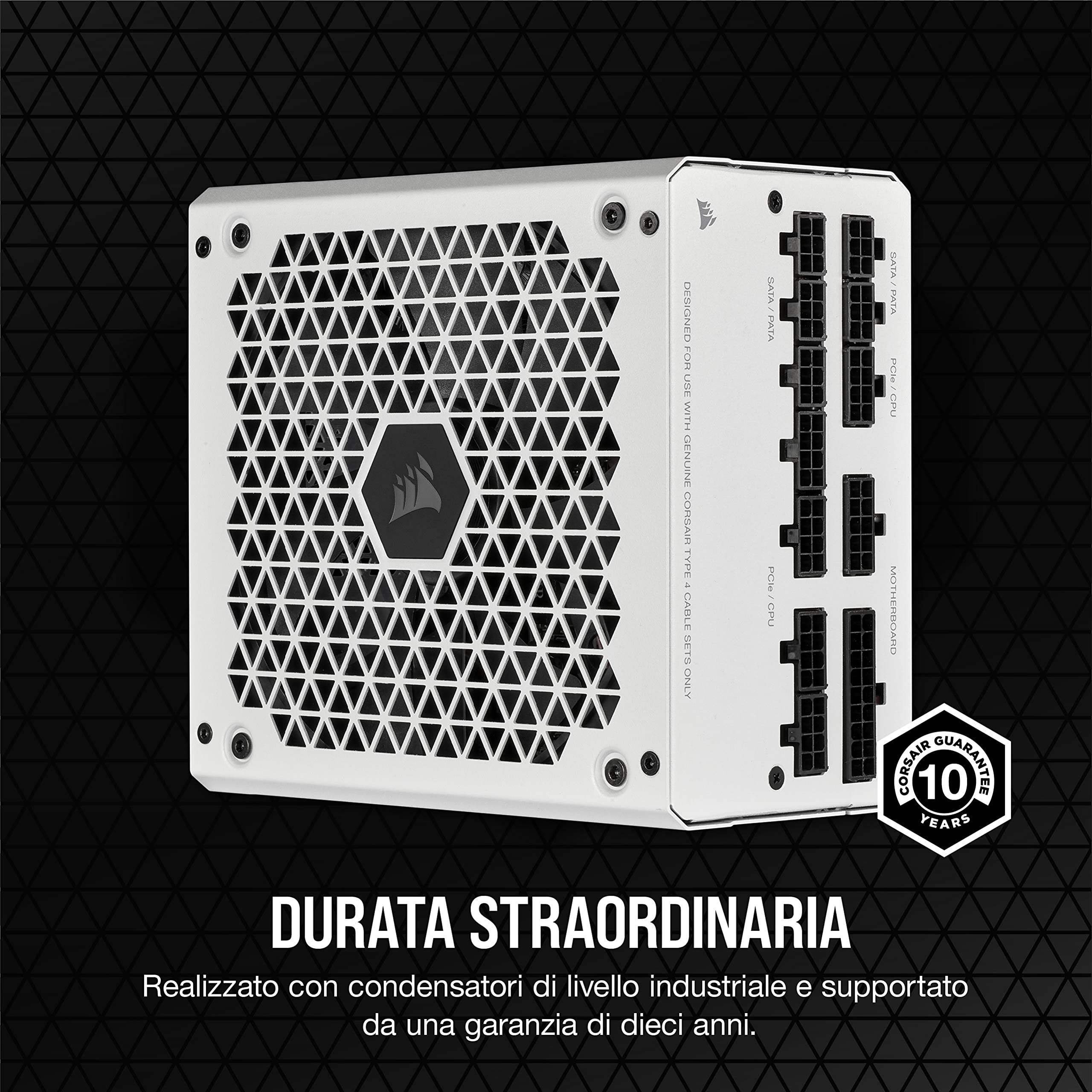 Corsair RM750, RM Serie, 750 Watt 80 Plus Gold Alimentatore ATX Interamente Modulare (Connettori EPS12V Tre, Bassa Rumorosità, Modalità Zero RPM) Bianco