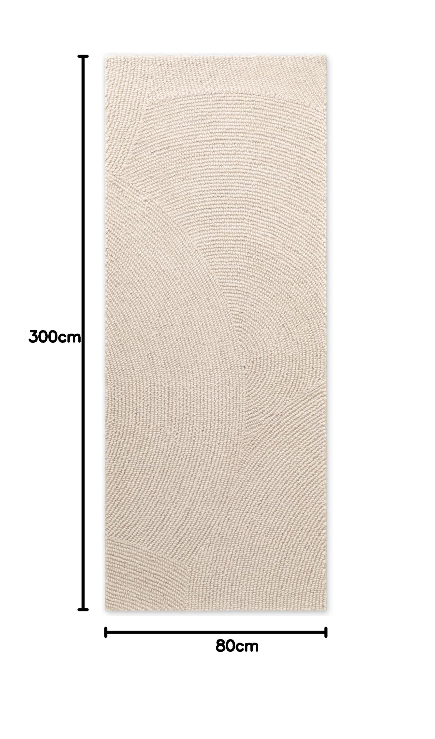 Hanse Home Wollteppich Calmio - Natur Wohnzimmerteppich - Handgetuftet - Hygge Skandi, Boho Läufer Wolle für Wohnzimmer, Schlafzimmer, Esszimmer, Flur - Natur Weiß, 80x300cm