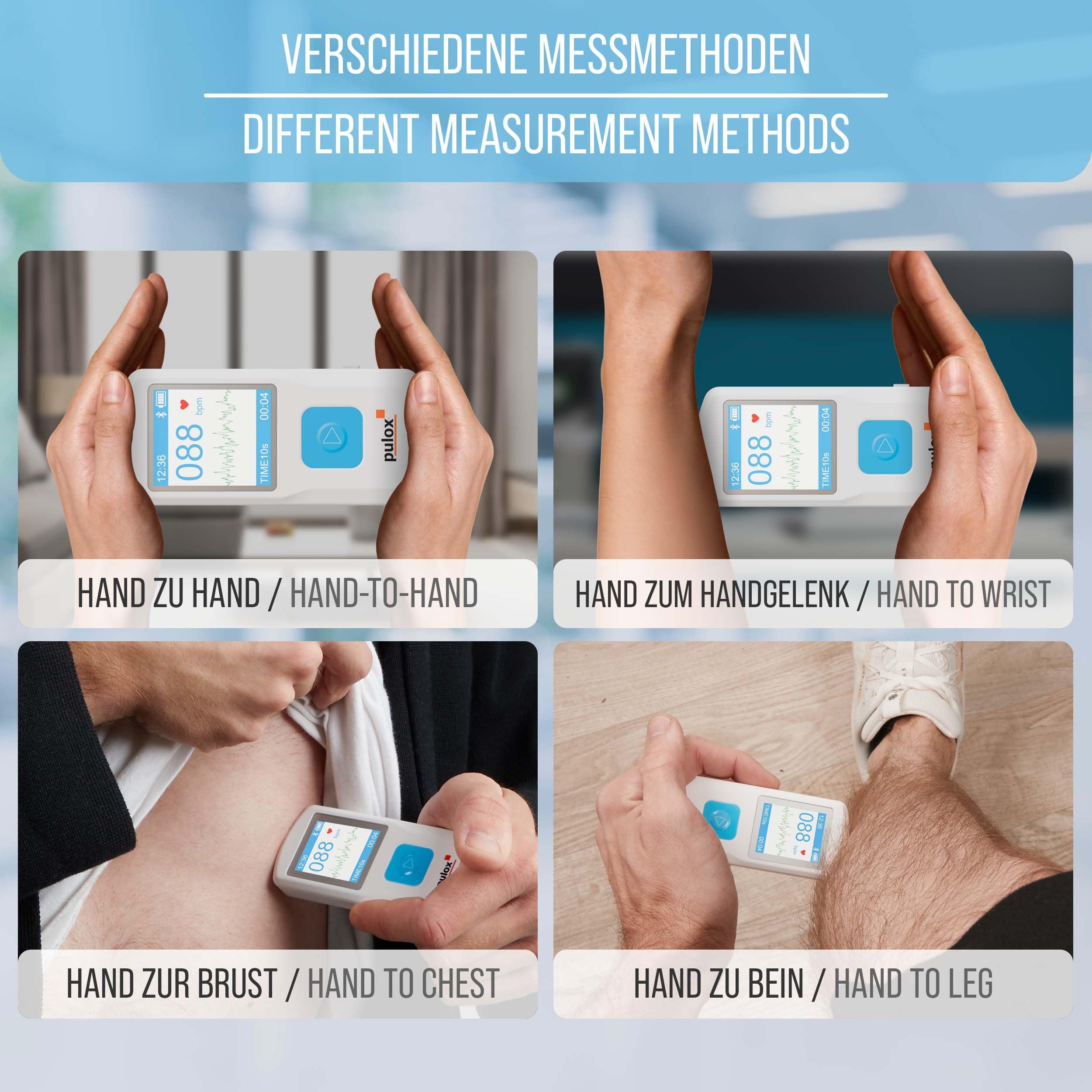 Pulox PM10 Mobiles Einkanal EKG-Gerät mit App & PC-Software | Wireless EKG-Monitor für Zuhause mit Analysefunktion, Messdaten bequem per Smartphone-App und PC auswerten