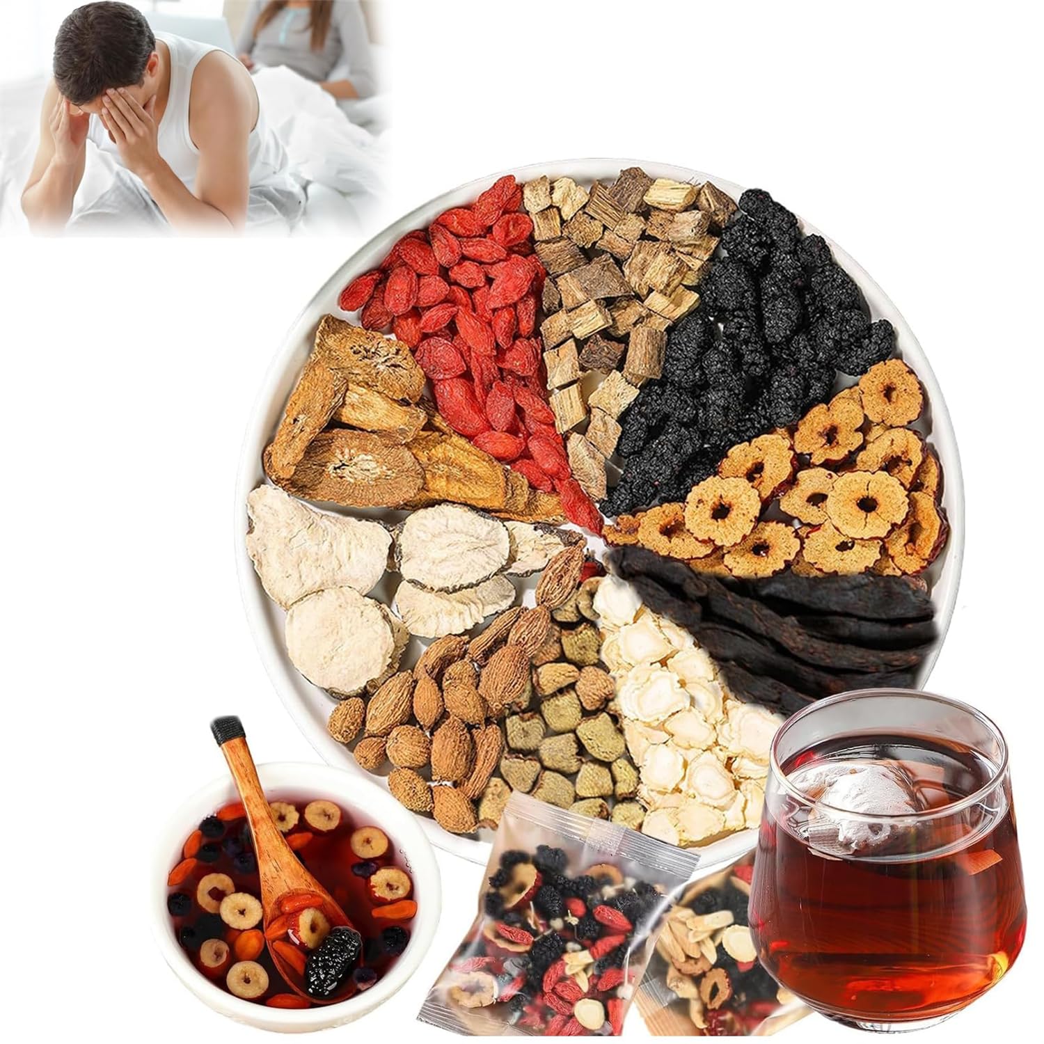 Kidney Tea Formula Ginseng Ten Treasure Tea,Traditional Chinese Herbal Tea,Natural Organic Kidney Cleanse Detox Tea,Chinese Kidney Care Tea,Men’s Herbal Tea,Men's Kidney Tea Chinese Herbal Tea (3)