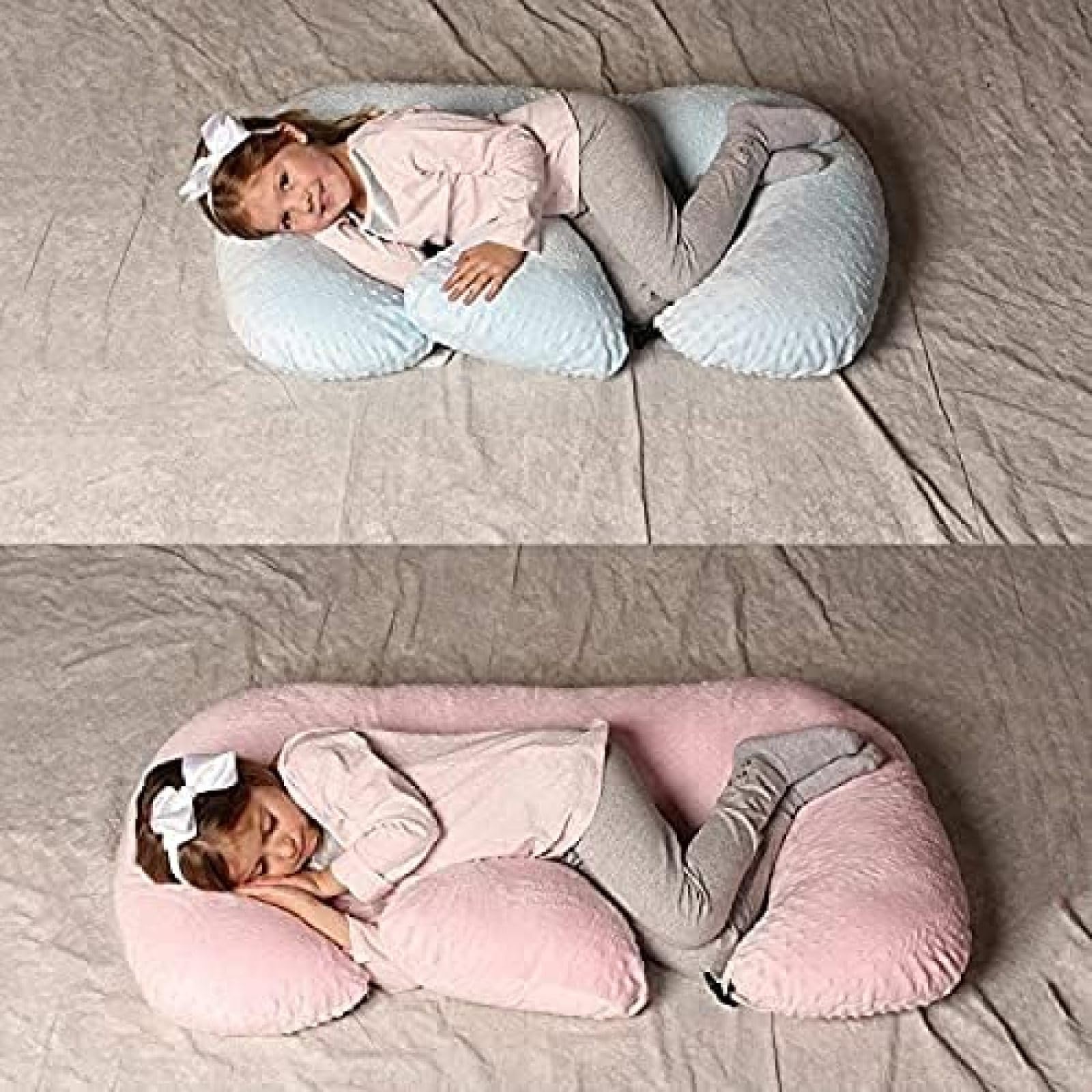 Almohada De Lactancia Multifuncional para Gemelos, Almohada De Lactancia Materna para Mujeres Embarazadas, Almohada De Soporte Doble De Tela De Algodón Lavable A Máquina,Gris