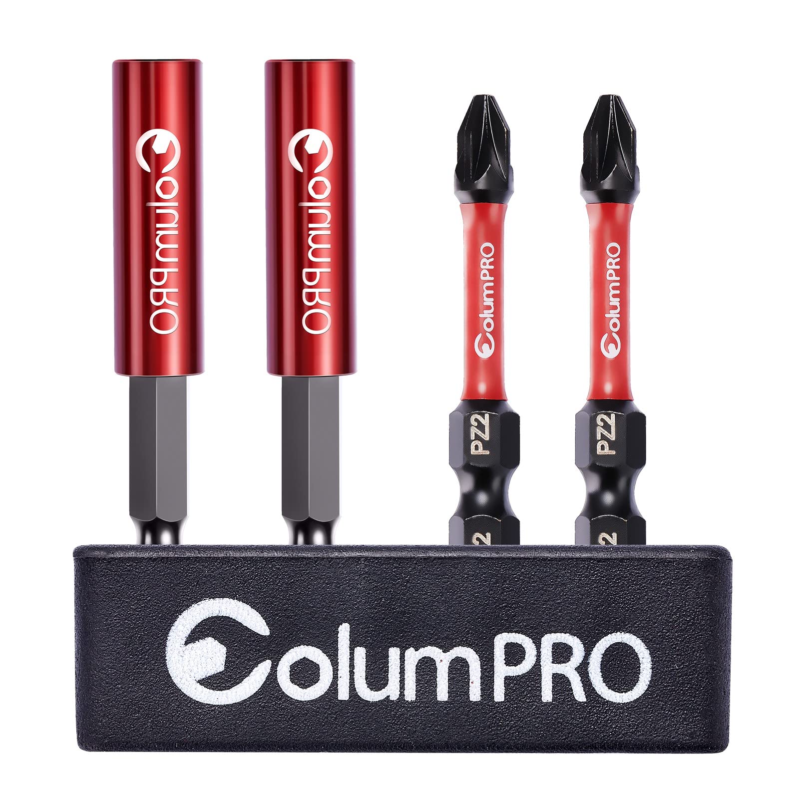ColumPRO Screwdriver Bit Holder Sets, 2PCS 60mm Strong Magnetic Extension Bit Holder with 2PCS 50mm Hex Shank Impact Screwdriver Bits