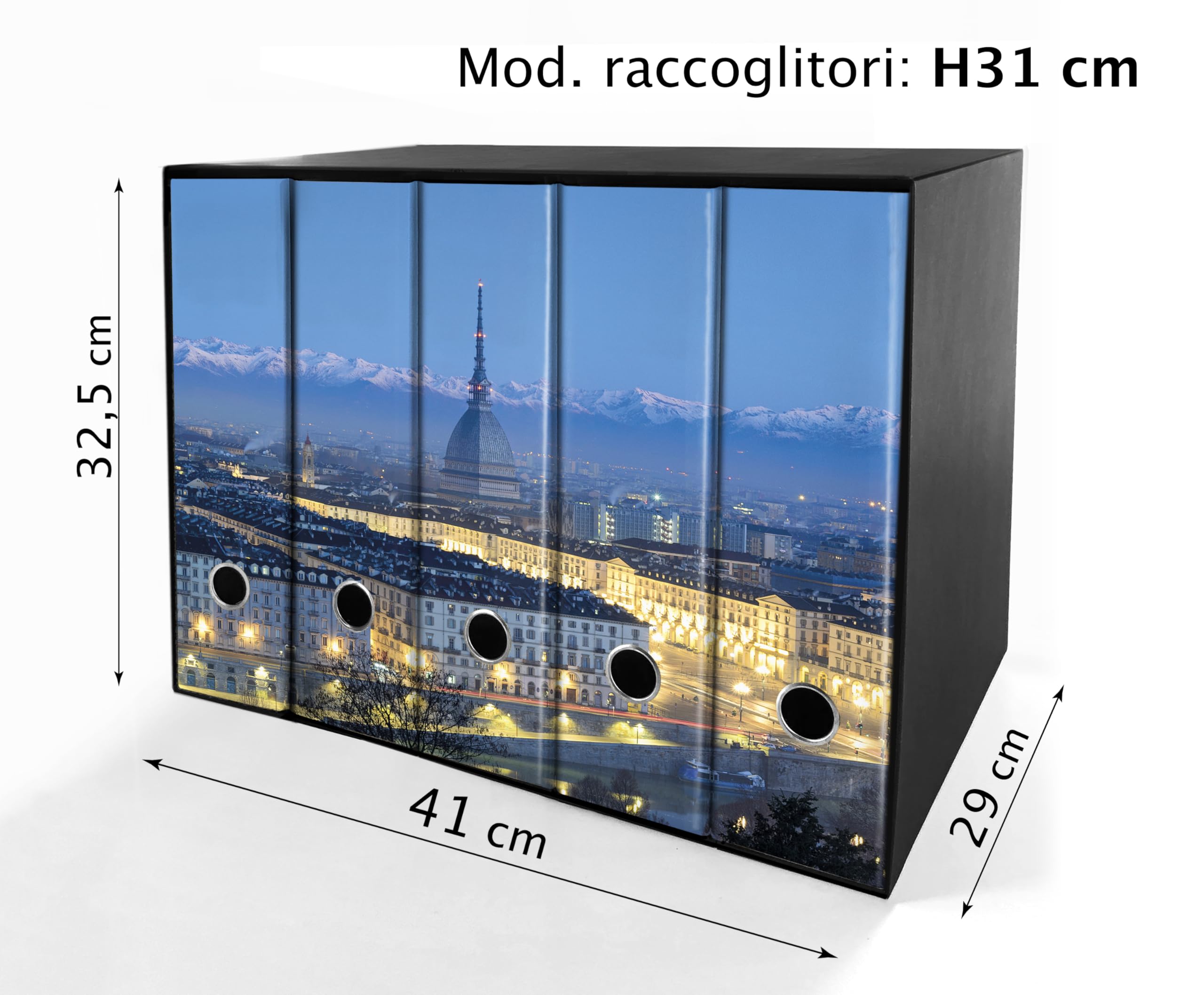 Set da 5 raccoglitori ad anelli TORINO - Faldoni SHAREPRINTING (H31 con 4 anelli)