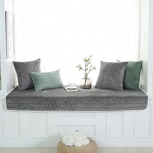 Miniatura 8 de LZTENRETO Non-Slip Window Seat Cushions Indoor, Plush Bay Window Cushion, Crystal Velvet Windowsill Cover, Custom Size Bench Cushion