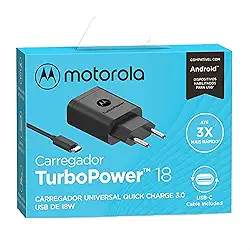 Carregador Turbo Power 18w Motorola Usb-c MOTO De G8 até G100-3X Mais Rápido