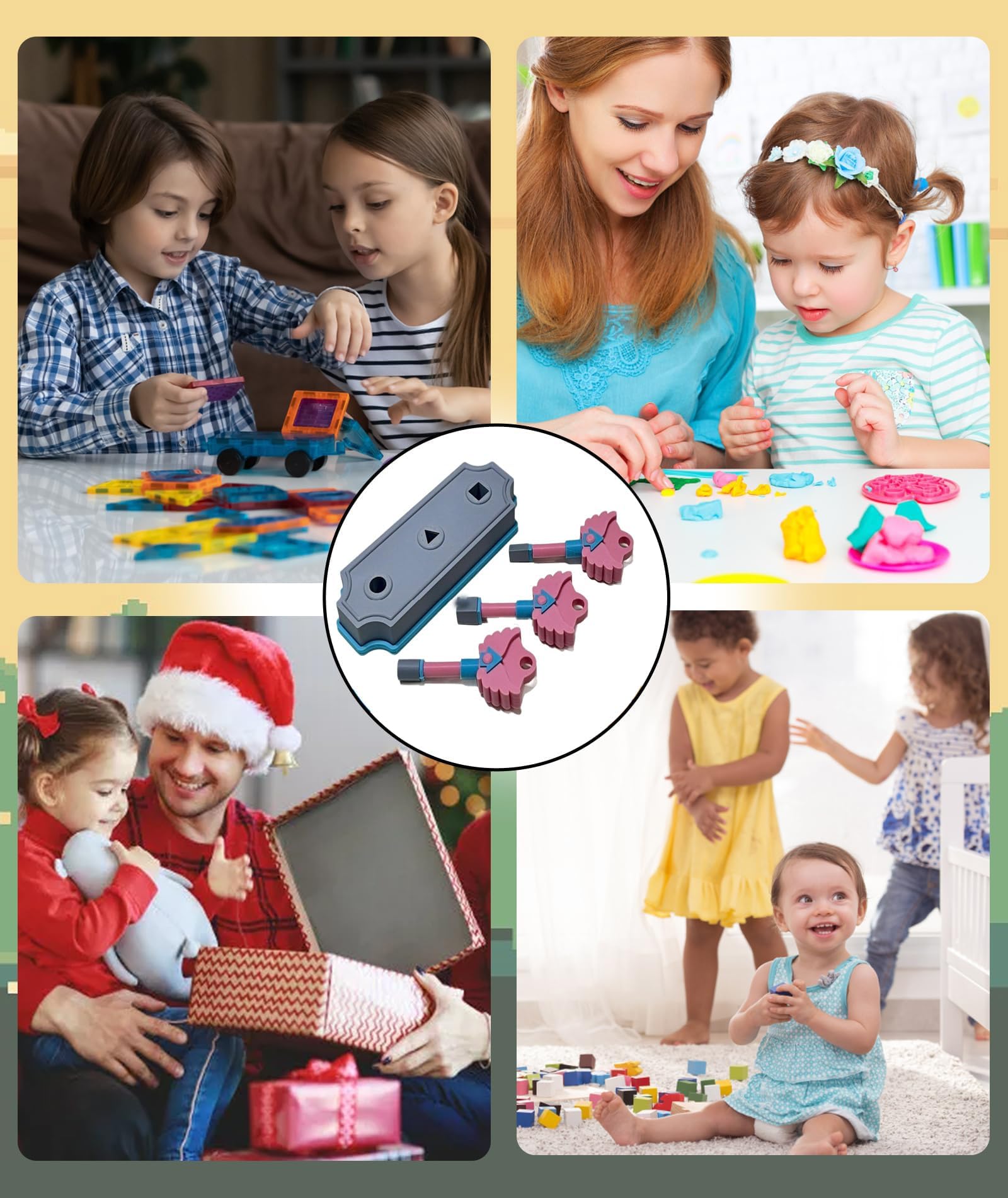 4 Pcs Game Toy,Key and Lock Components Set,Home Playtime Activities for Toddlers Aged 1-3 Years,Early Childhood Education Tools for Motor Skill Development 2