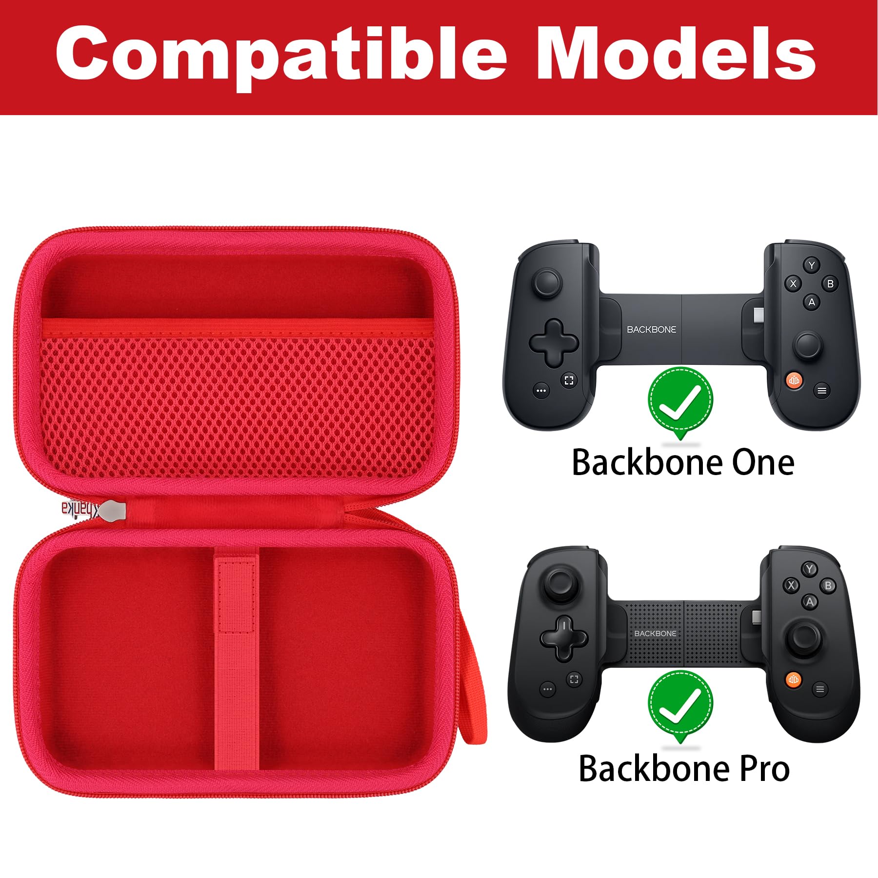 khanka Étui pour manette de jeu mobile Backbone Pro/Backbone One, étui de transport compatible avec manette de jeu mobile Backbone Pro/Backbone One, étui uniquement (rouge)