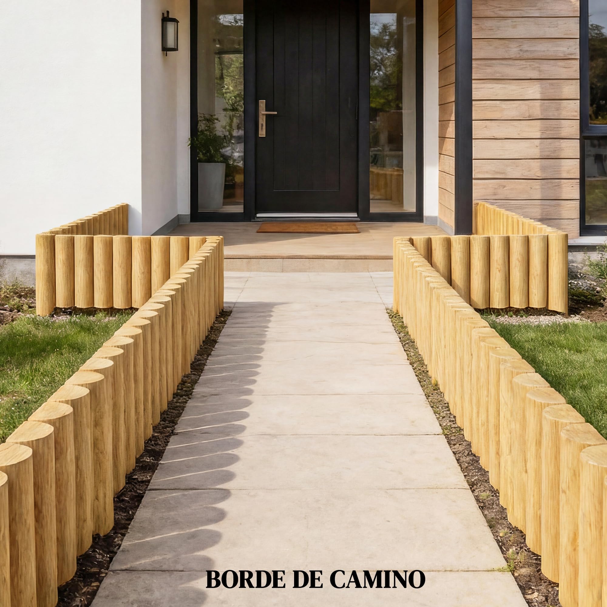 Outsunny Valla de Jardín de Madera 176x38 cm Barrera Natural | Resistente, Fácil de Instalar, Decorativa Exterior, Huerto, Patio, Terraza, Césped
