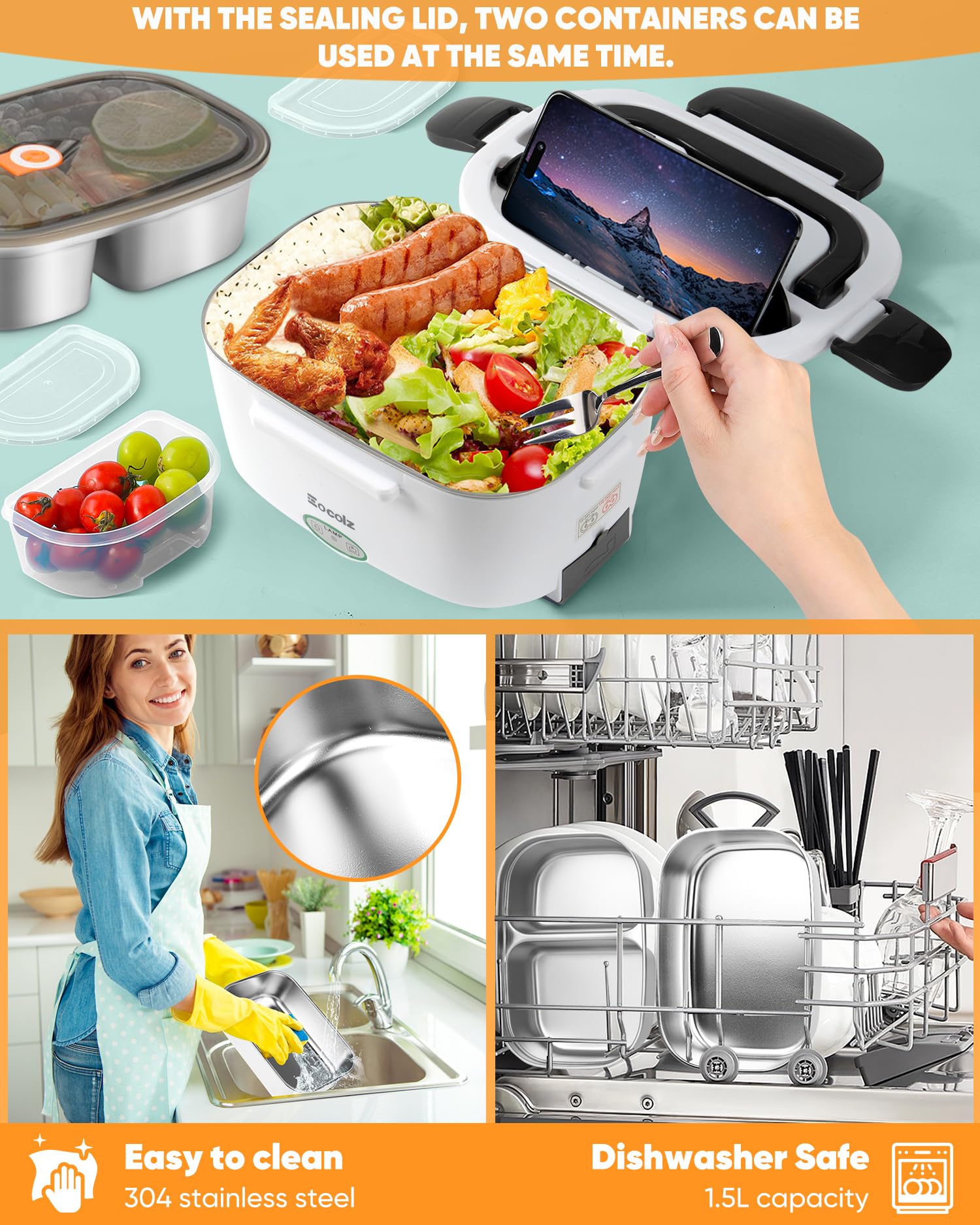 Boîte à Déjeuner Chauffante électrique, Chauffe-aliments Isolé Au Four Portable Personnel Sac Chauffant 90 W Pour Cuisiner Et R Chauffer Les Repas Voyager
