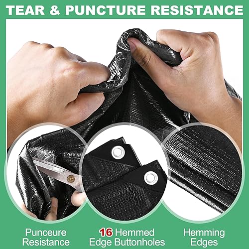 Miniatura 10 de MYFAMIREA Revestimiento de estanque de 20 x 25 pies, revestimiento de estanque preformado de polietileno de 28 mil con 18 ojales de borde