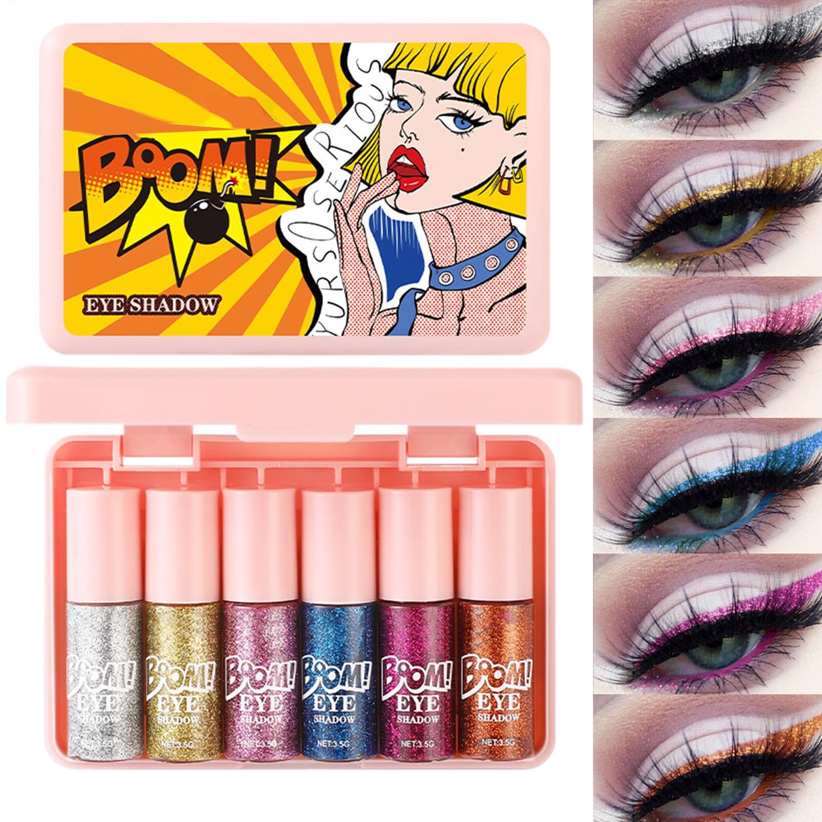 Sombra de Ojos Líquida | 6 Piezas Cosméticos Líquidos Iridiscentes | Sombras de Ojos Brillantes de Alta Pigmentación para Novias Mujeres y Chicas