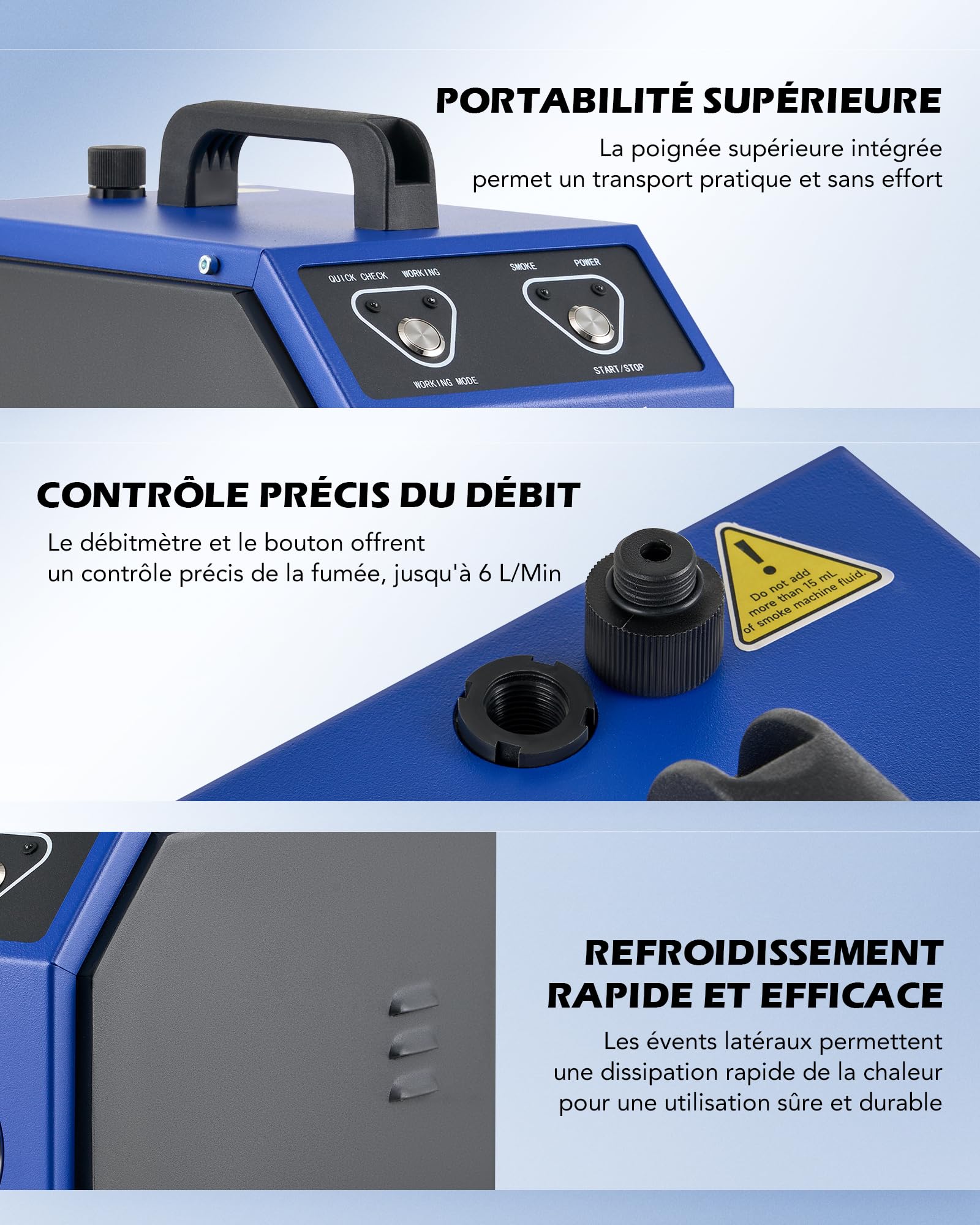 Orion Motor Tech Machine à Fumée EVAP Automobile DC 12V avec Détecteur de Fuites Voiture Détection de Fumée avec Manomètre d'Huile 6 L/Min Débitmètre d'Huile Minérale Airbag & Adaptateurs Cône
