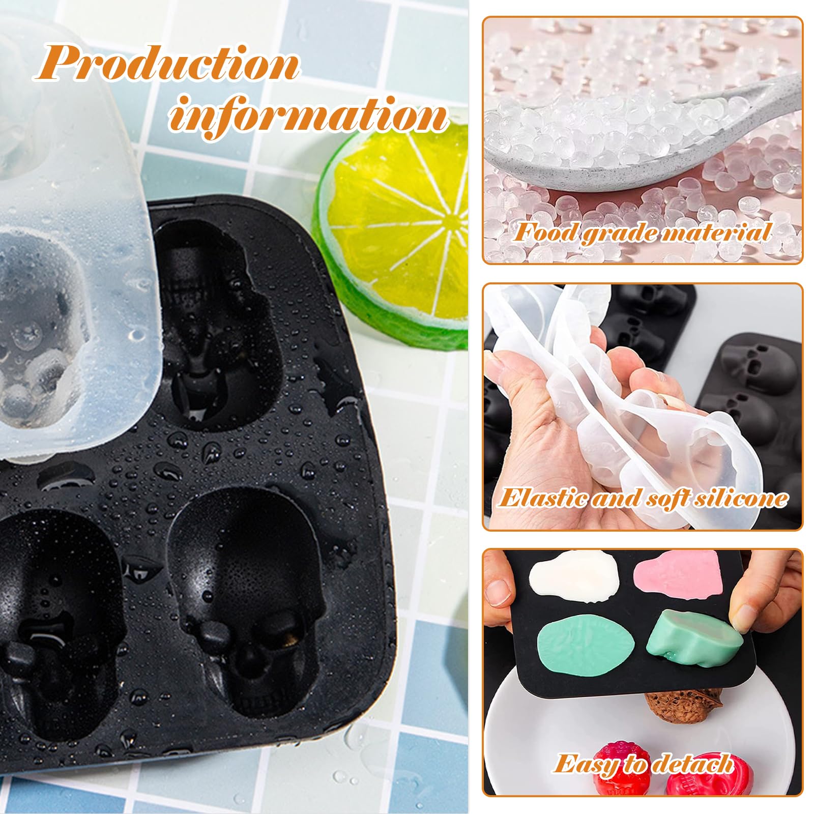 Stampo In Silicone Per Cubetti Di Ghiaccio A Forma Di Teschio Con Coperchio: Per Whisky, Cocktail, Cioccolato E Sapone