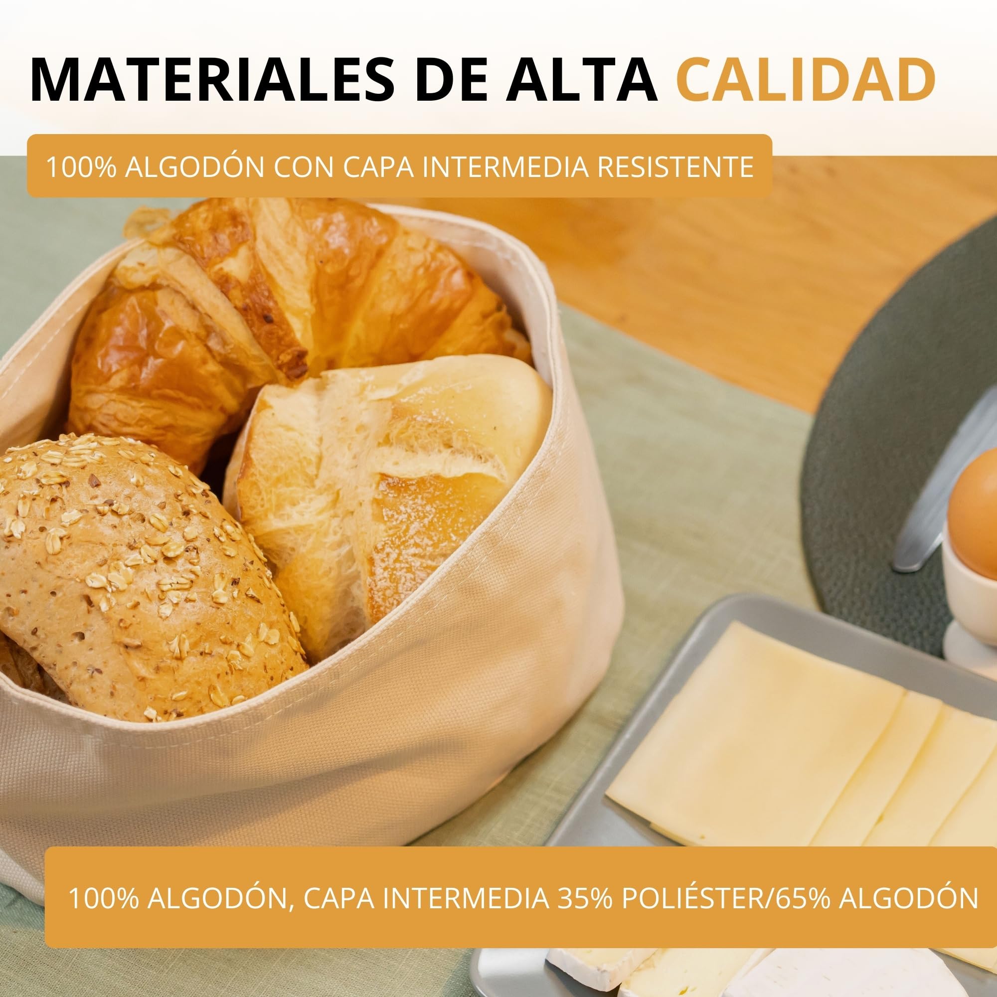 Westmark Bolsa de pan ovalada – Cesta de pan de tela para pan, bollos, bollería y fruta – Panera moderna de algodón – Beige claro/Beige, 25 x 18 cm