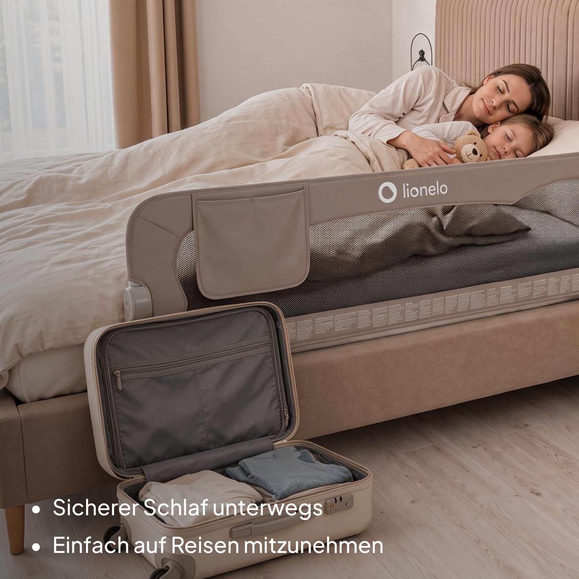 Lionelo Eva Rausfallschutz Bett Rausfallschutz Kinderbett, 150 x 42 cm