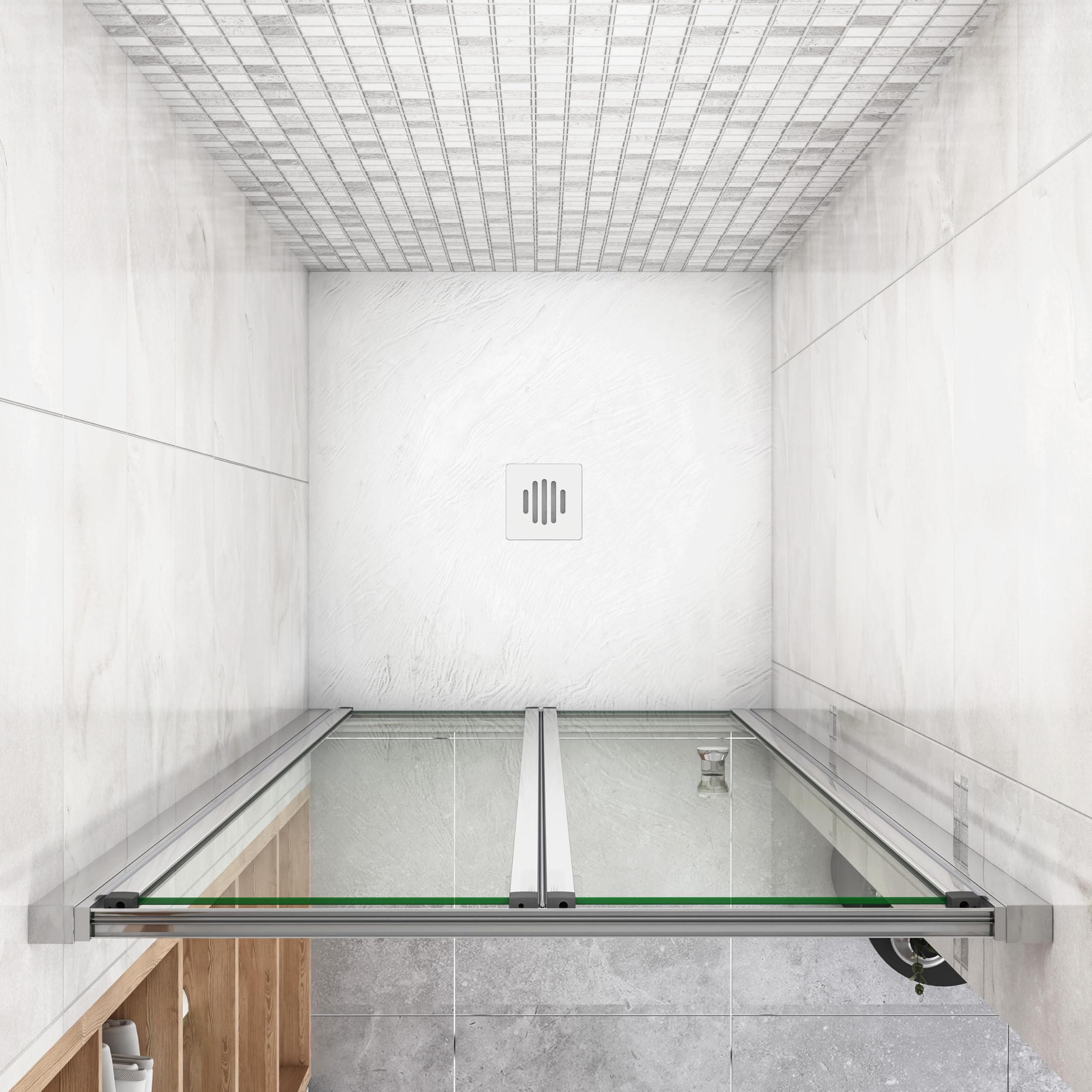 Aica Sanitär Duschtür Falttür 90 x 185cm Nischentür 5mm ESG Glas Dusche