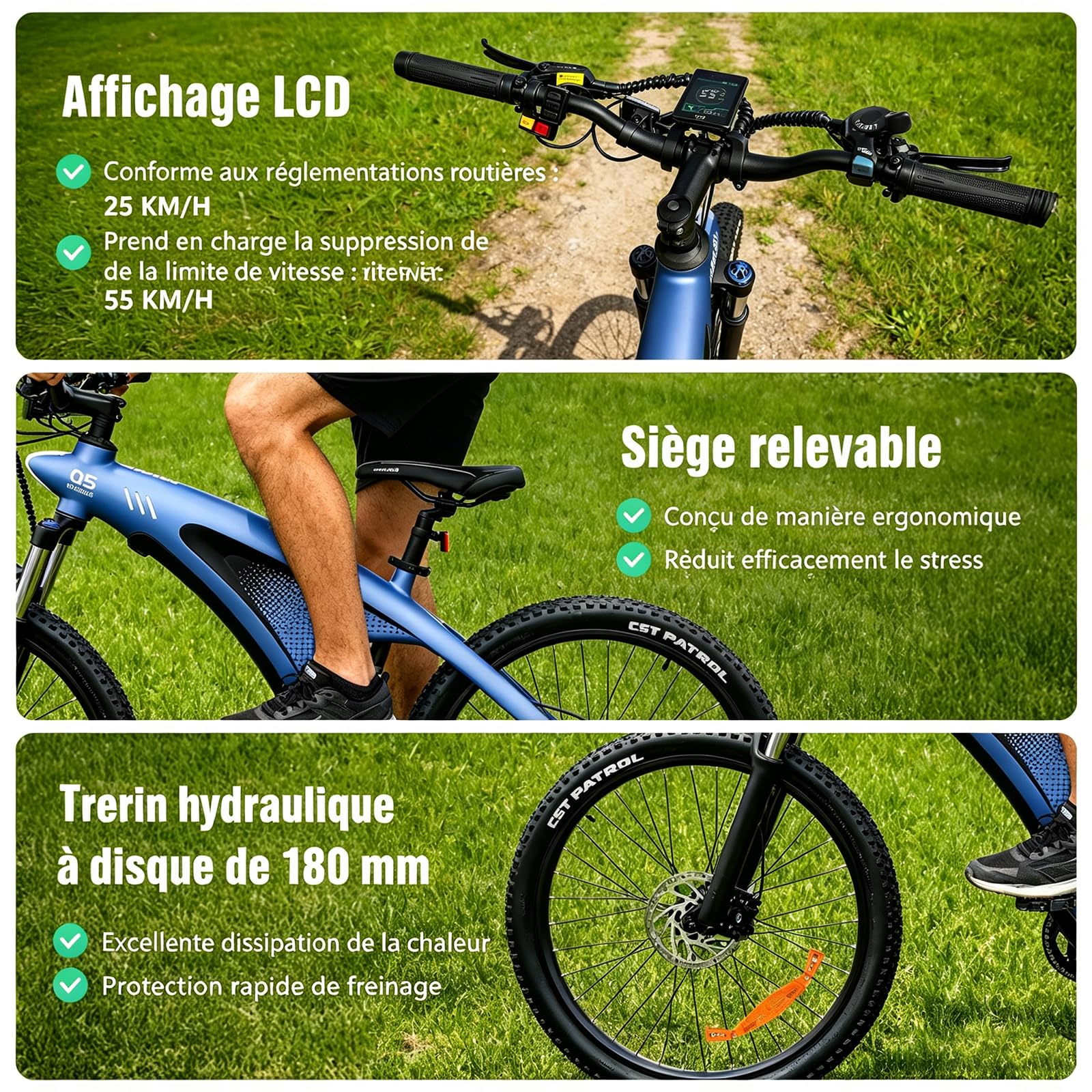 HX Q5 Shark Vélo Électrique Homme VTT Adulte,27.5" Vélo Électrique Ville,Capteur De Couple,85Nm,13/20Ah,Autonomie 60-220km Ebike,Amortissante Réglable,Freins à Disque Hydrauliques