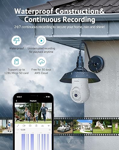 Miniatura 4 de LaView Cámara de seguridad con bombilla de 4MP 2.4GHz, cámaras de seguridad 2K de 360 inalámbricas para exteriores e interiores, a todo color día y