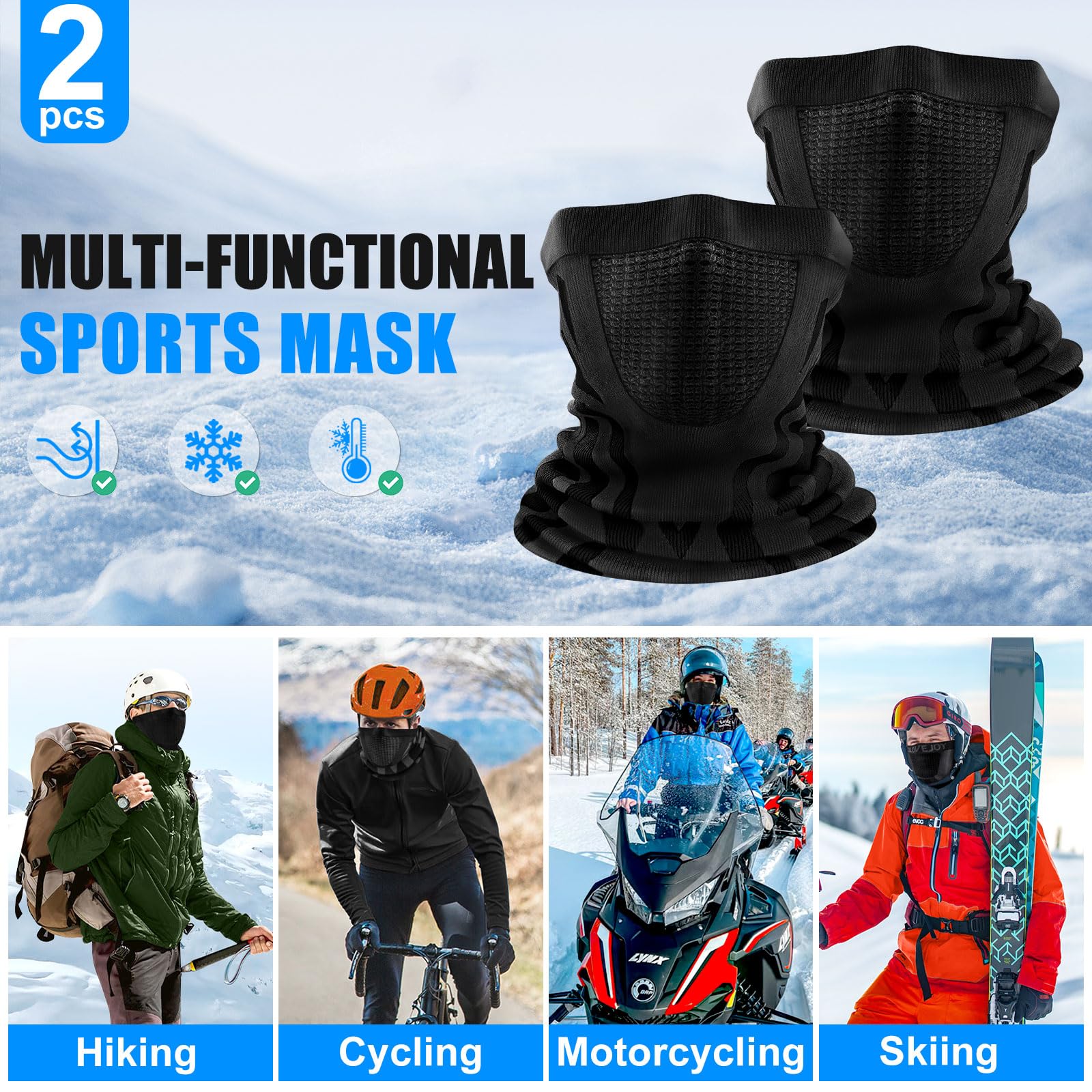 ENONEO Scaldacollo Running Termico Uomo Donna Traspirante Antivento Scaldacollo Sportivo Elastico Sciarpa Tubolare Inverno Passamontagna Sci Copricollo Moto Bandana Bici Ciclismo