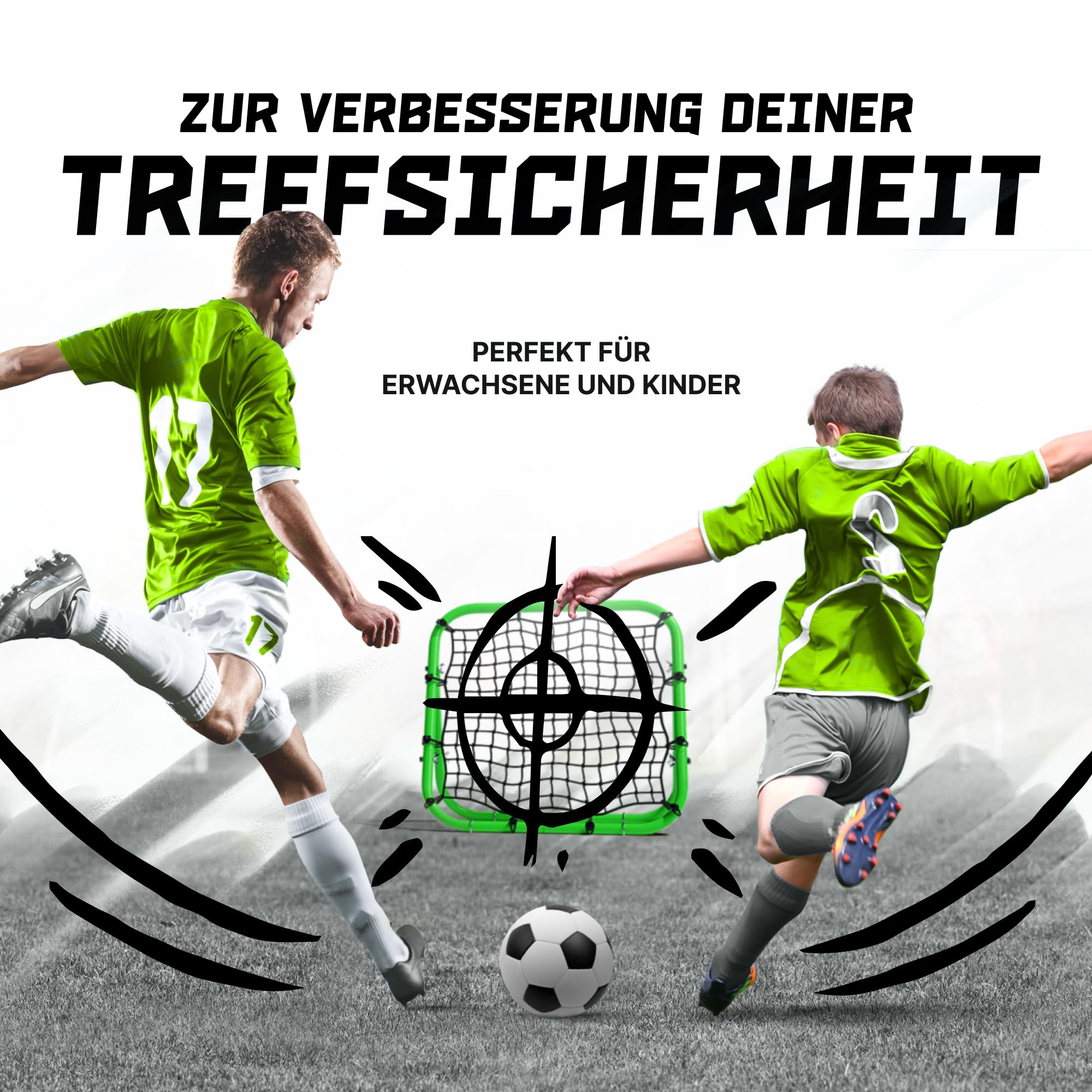 BENTSON Rebounder für Fußball Kinder und Profis I Inkl. Ersatznetz I Robuster Rahmen I Auch für Handball, Volleyball und Basketball I Rückprallwand Prellwand Fussball