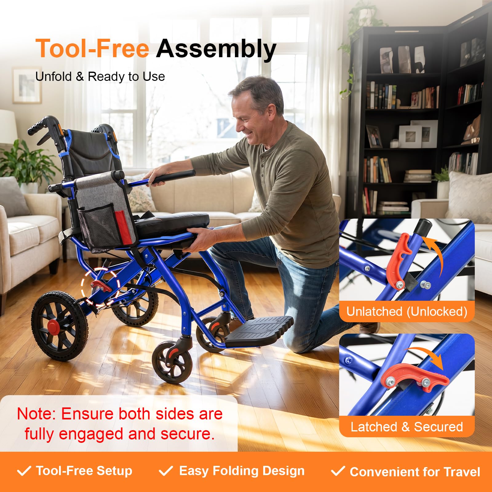 Lightweight Transport Wheelchair - Blue -4 Lightweight Transport Wheelchair - Blue -4