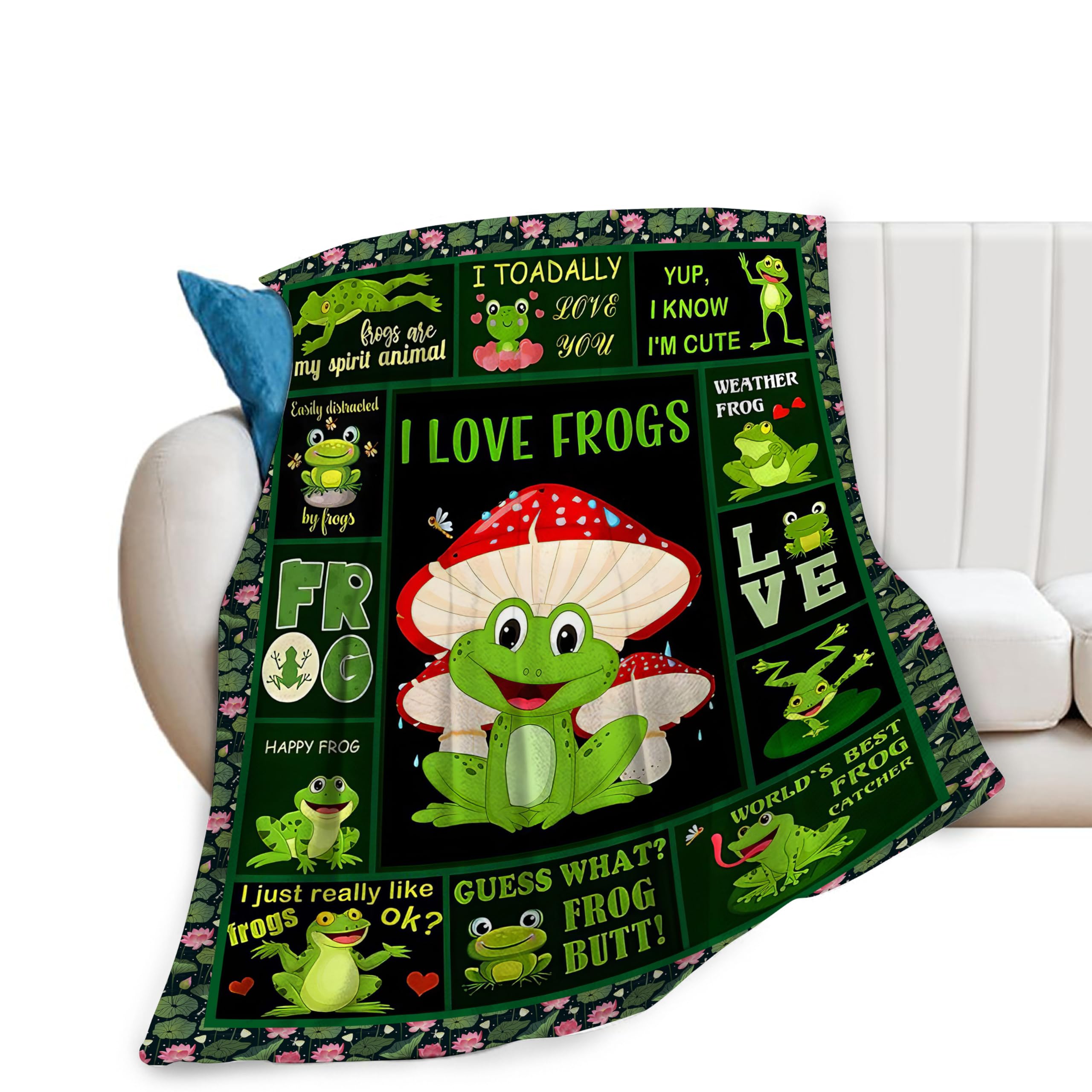 Yaxinduobao Frog Blanket Cute Frog Plush Throw Blanket Super Soft Cozy Warm Fleece Frog Bedding Blanket Gifts for Kids Girls Boys Women 50"X60"